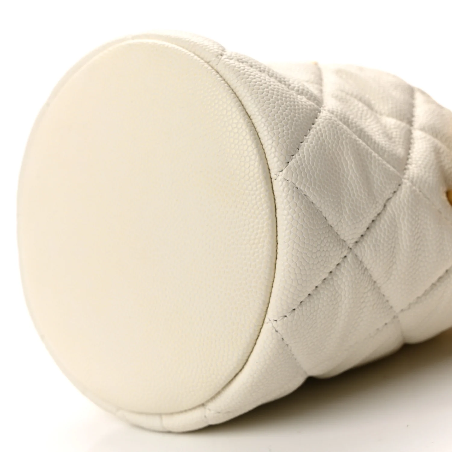 Caviar Quilted Coco First Bucket Clutch With Chain White - Image 10