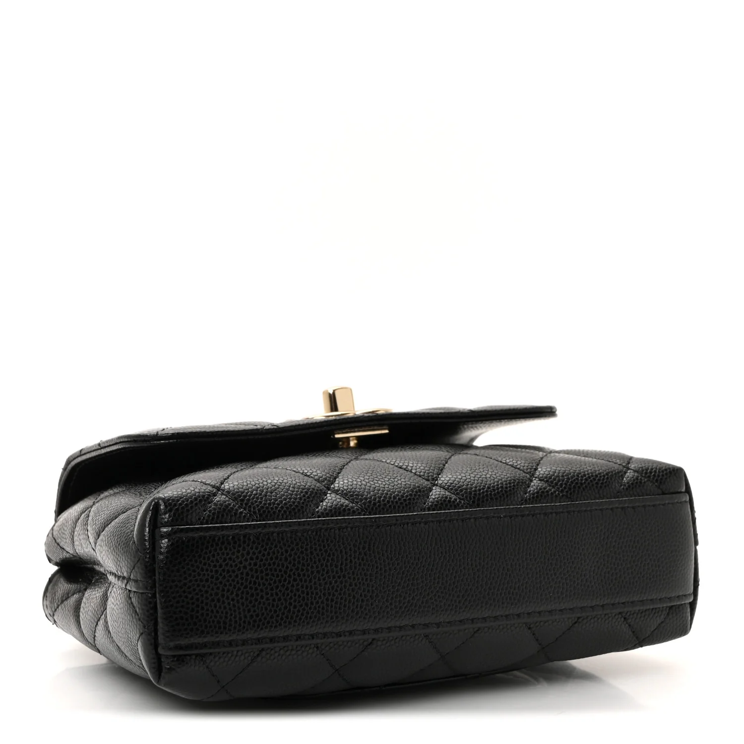 Caviar Quilted Coco Handle Clutch With Chain Black - Image 4