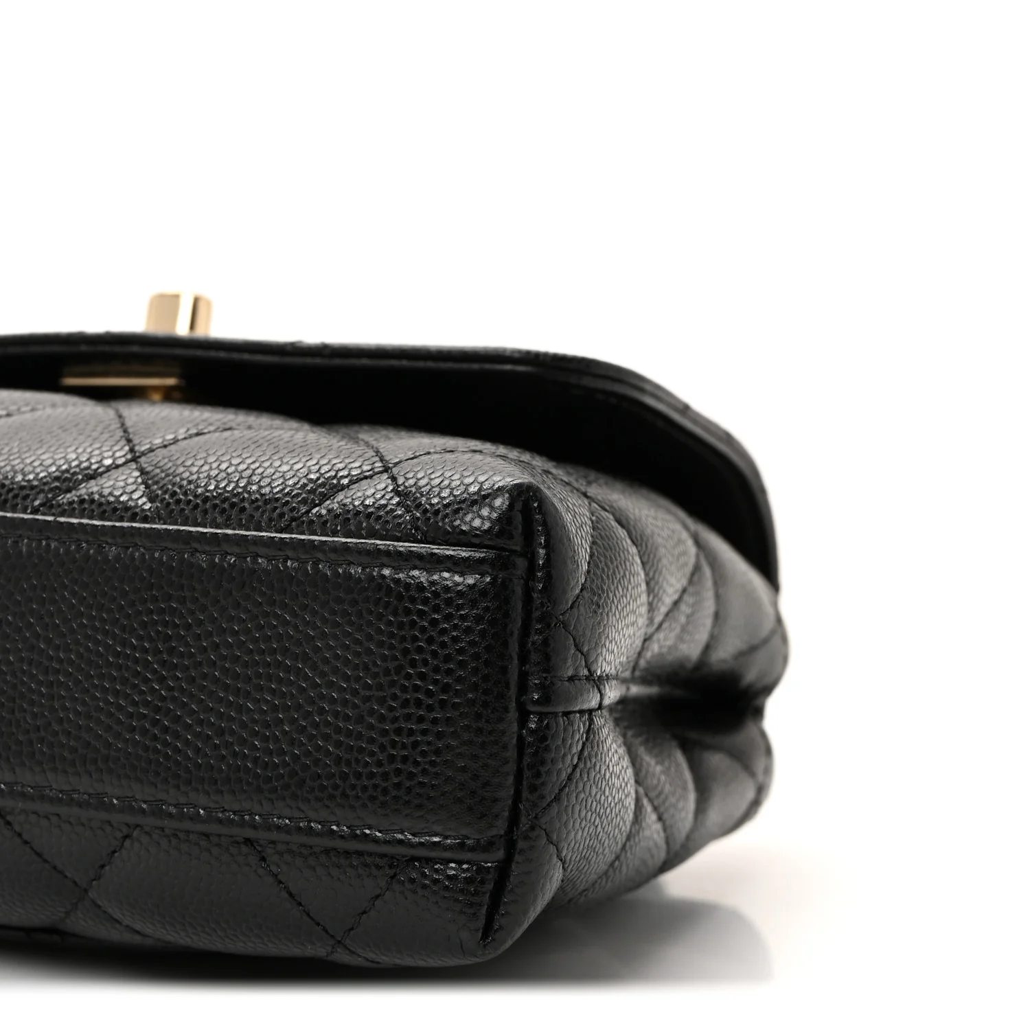 Caviar Quilted Coco Handle Clutch With Chain Black - Image 9
