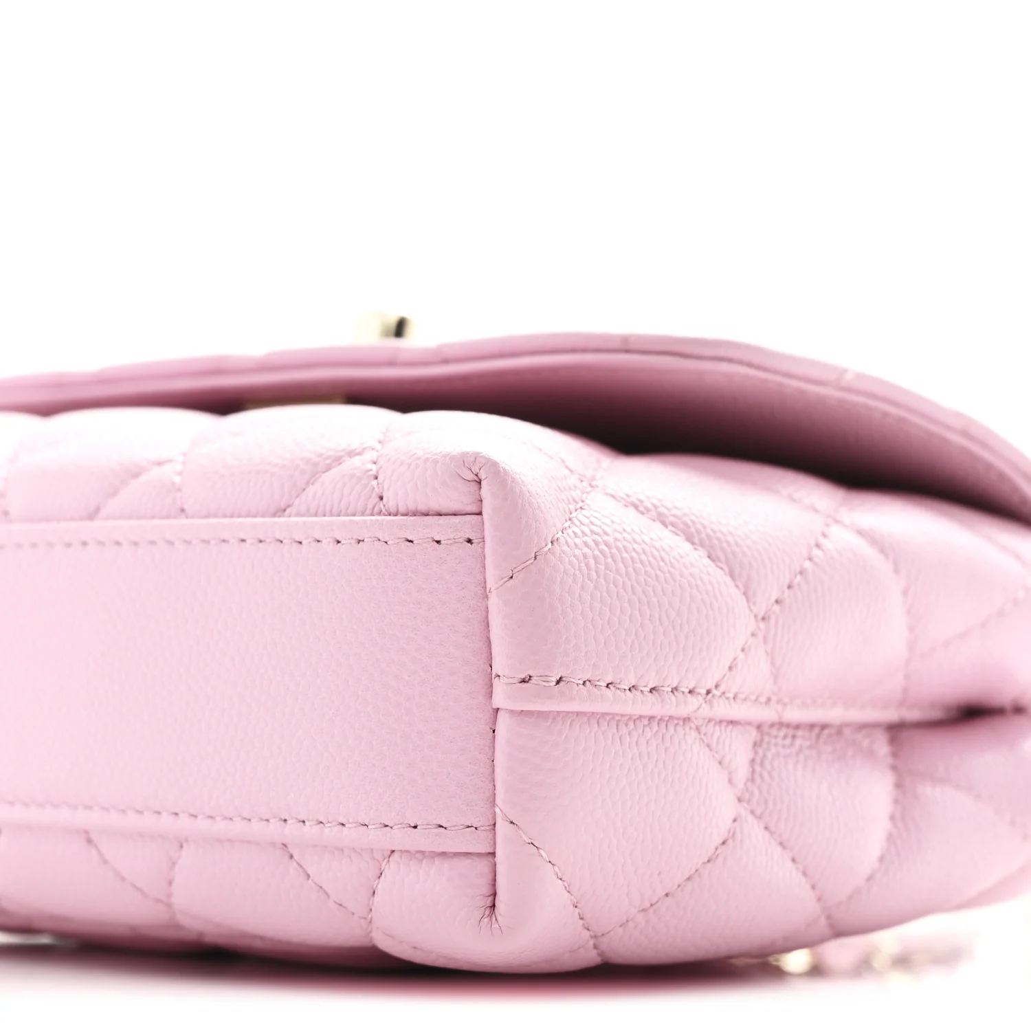 Caviar Quilted Coco Handle Clutch With Chain Pink - Image 10