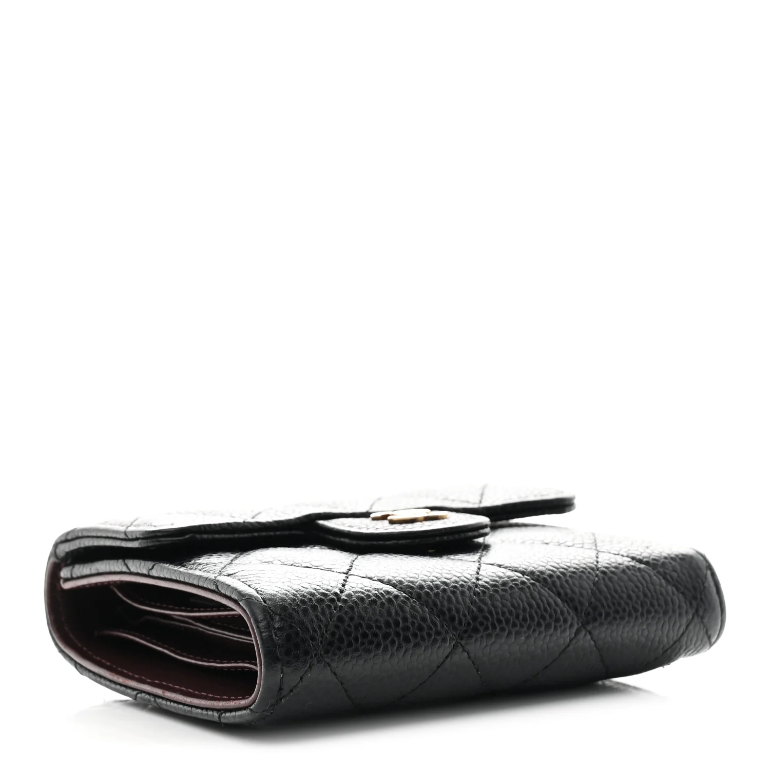 Caviar Quilted Compact Flap Wallet Black - Image 4
