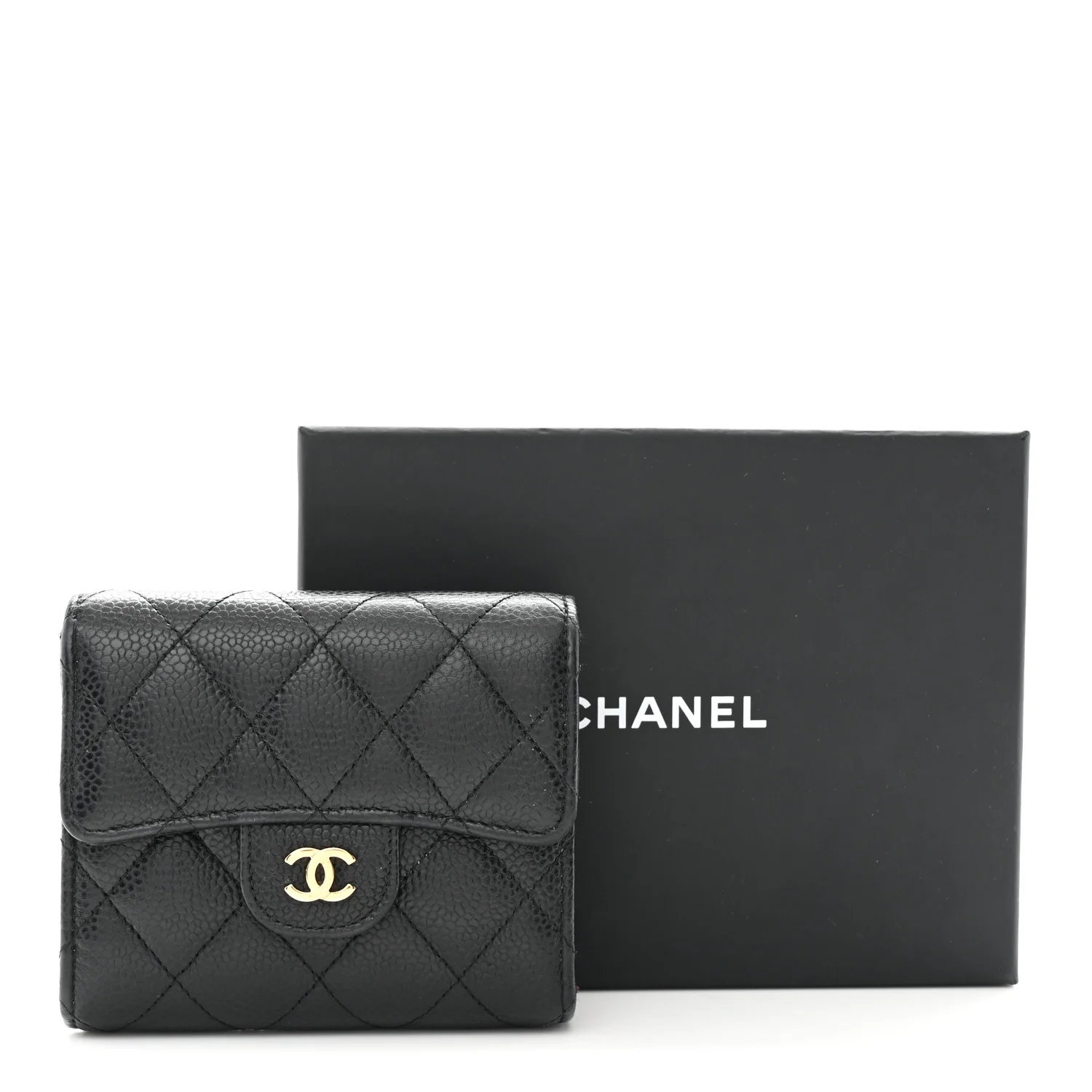 Caviar Quilted Compact Flap Wallet Black - Image 9