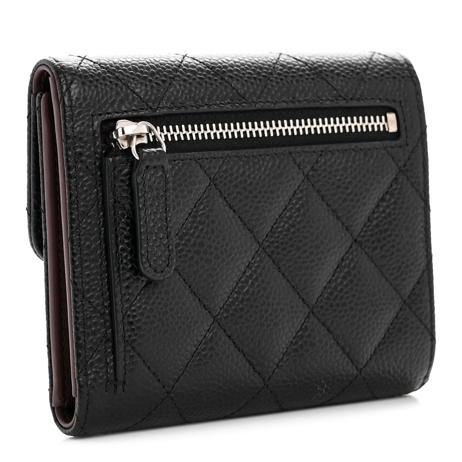 Caviar Quilted Compact Flap Wallet Black - Image 3