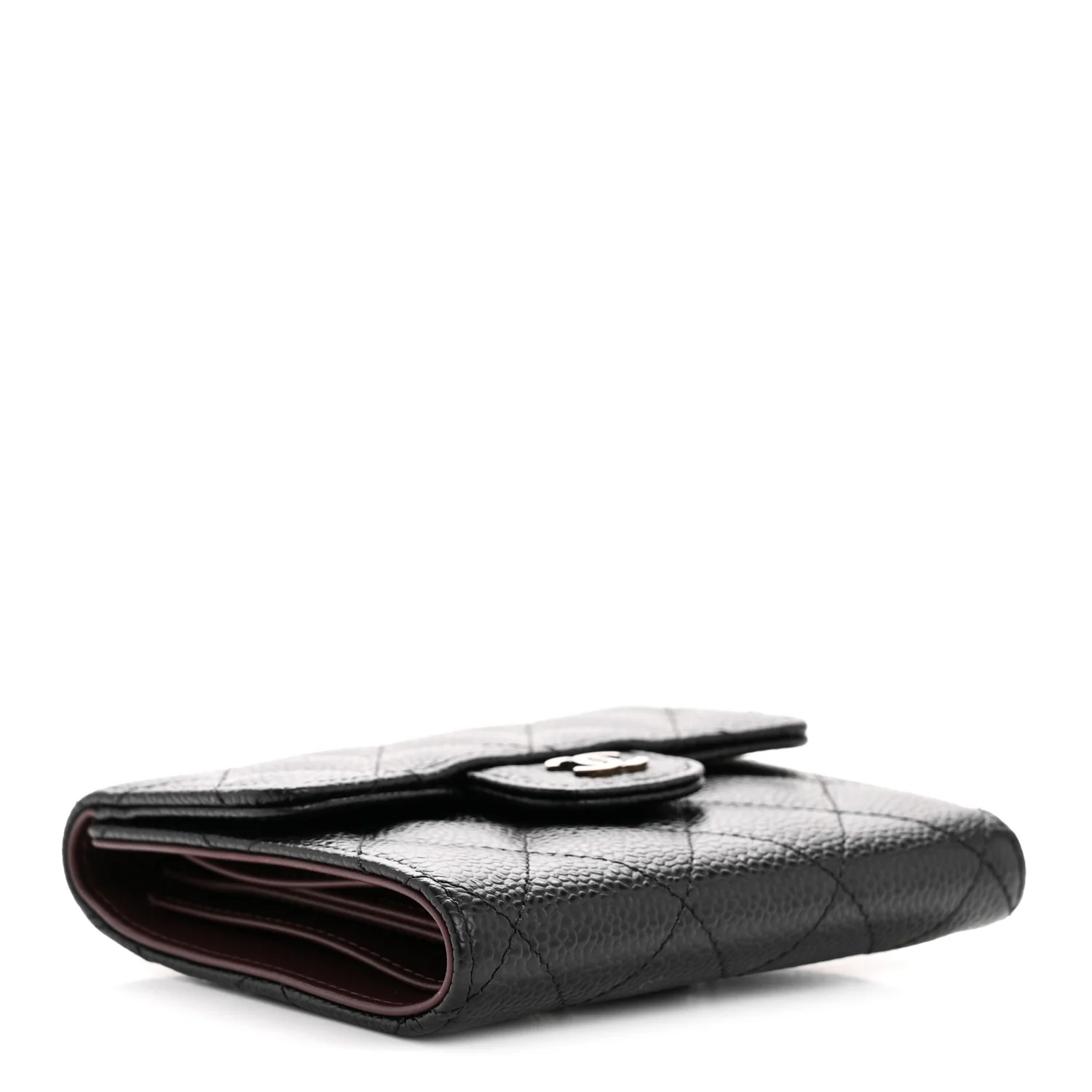 Caviar Quilted Compact Flap Wallet Black - Image 4