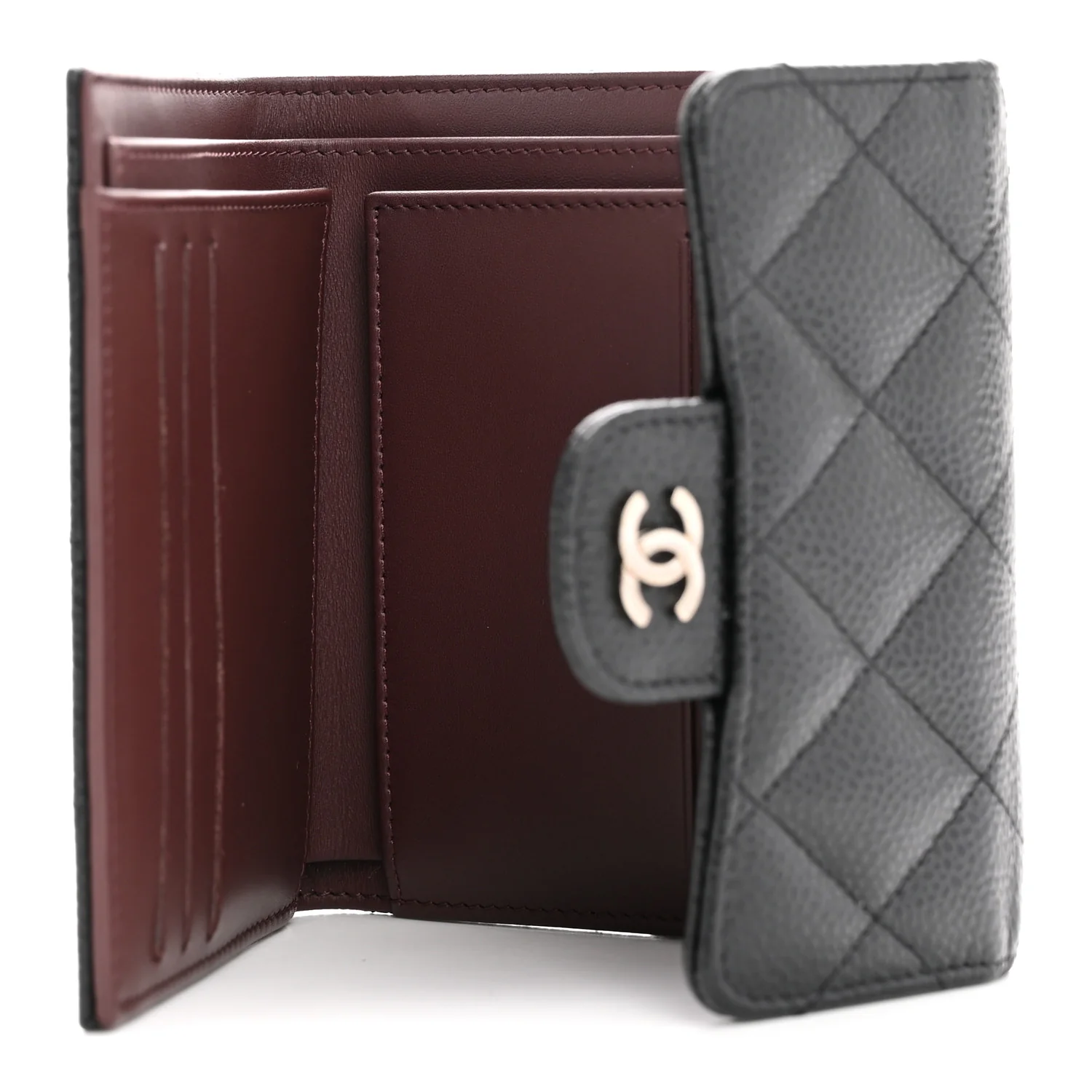 Caviar Quilted Compact Flap Wallet Black - Image 5