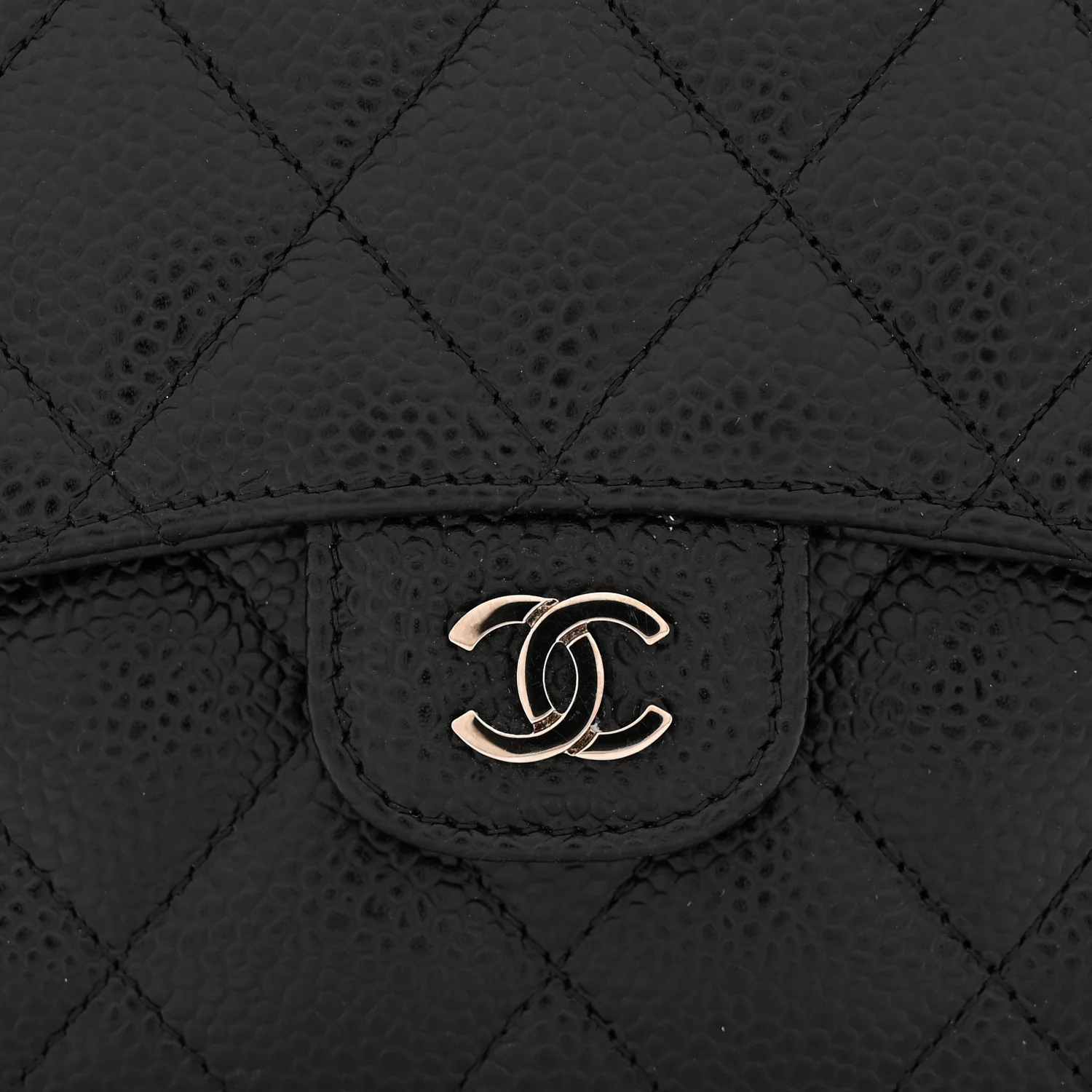 Caviar Quilted Compact Flap Wallet Black - Image 9