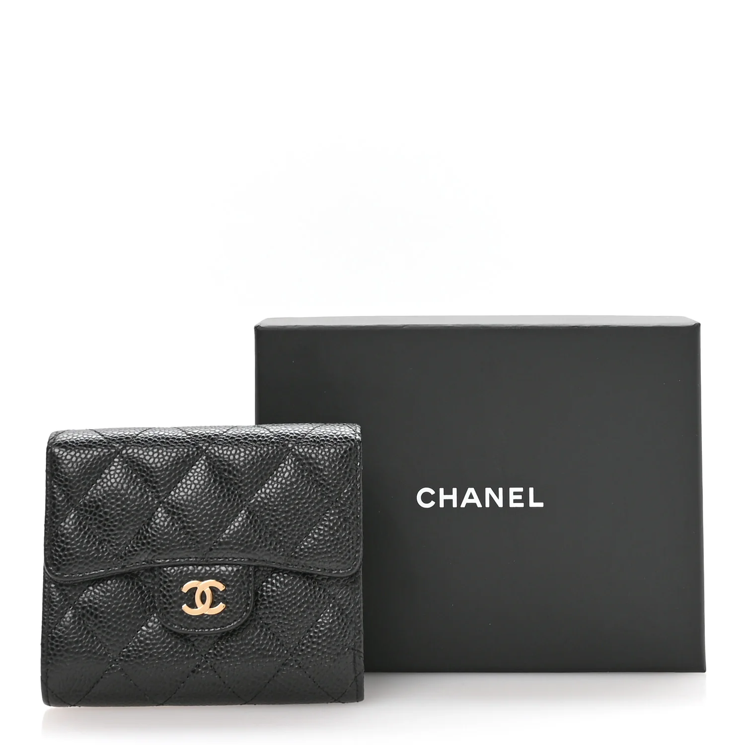 Caviar Quilted Compact Flap Wallet Black - Image 9