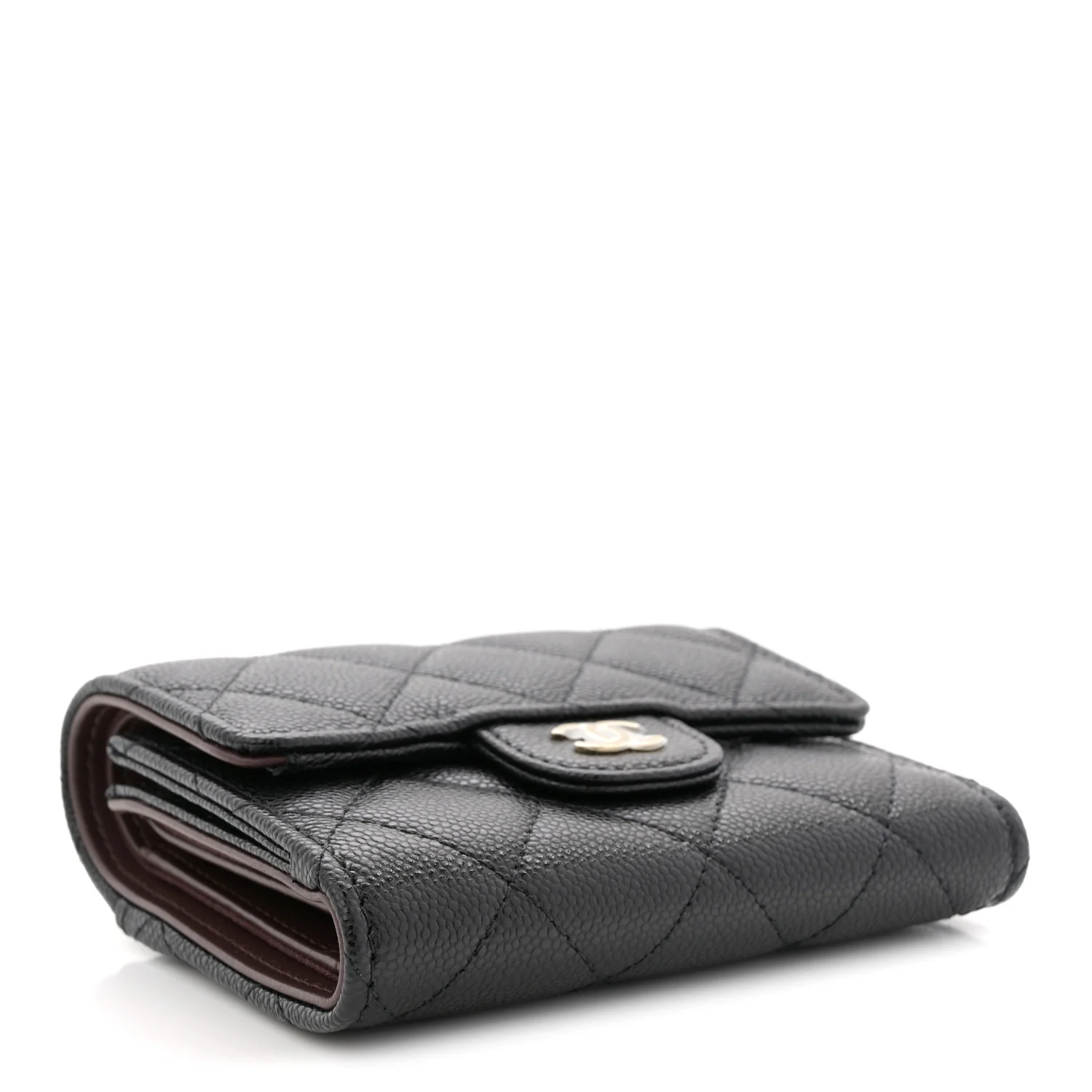 Caviar Quilted Compact Flap Wallet Black - Image 4