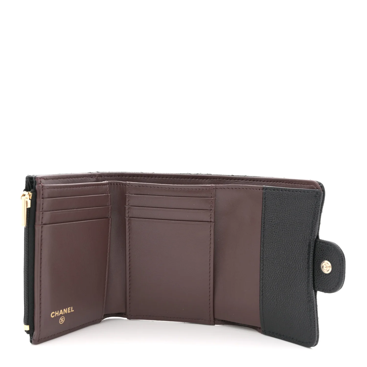 Caviar Quilted Compact Flap Wallet Black - Image 5