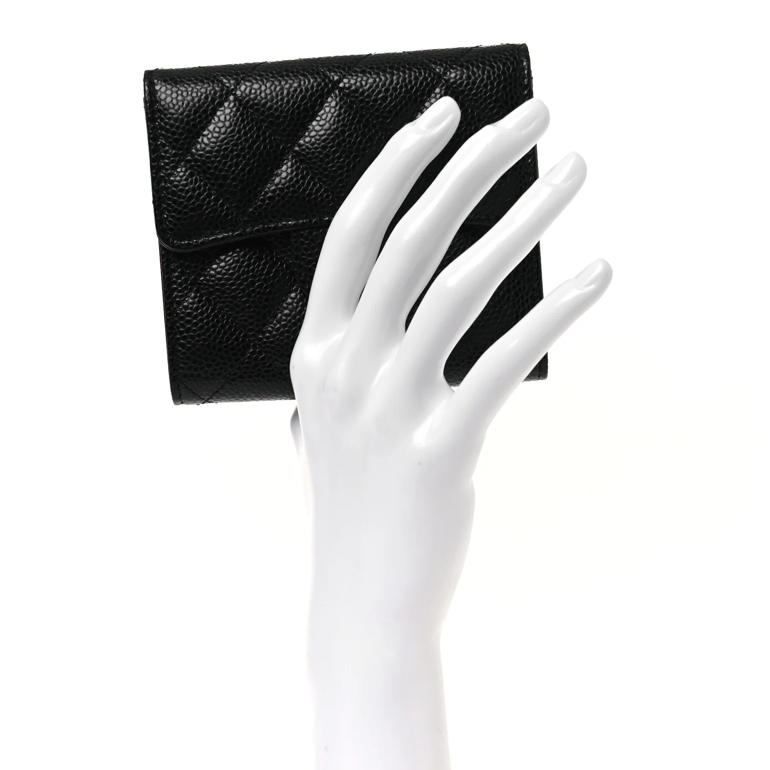 Caviar Quilted Compact Flap Wallet Black - Image 2