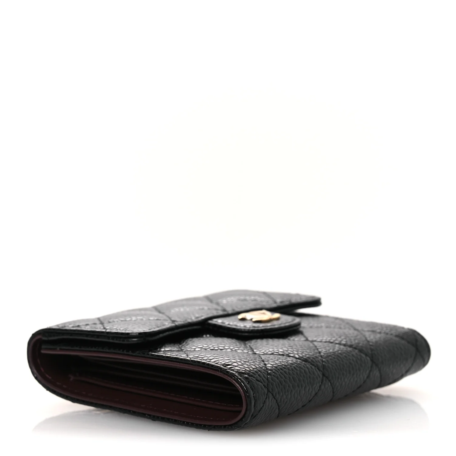 Caviar Quilted Compact Flap Wallet Black - Image 4