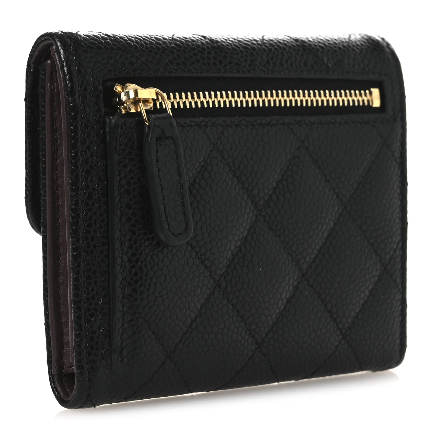 Caviar Quilted Compact Flap Wallet Black - Image 3
