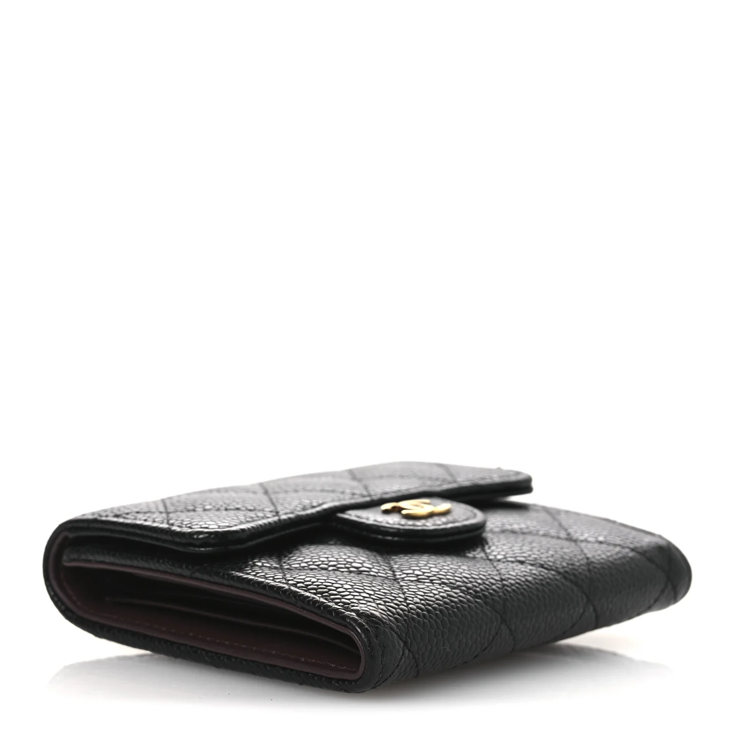 Caviar Quilted Compact Flap Wallet Black - Image 4