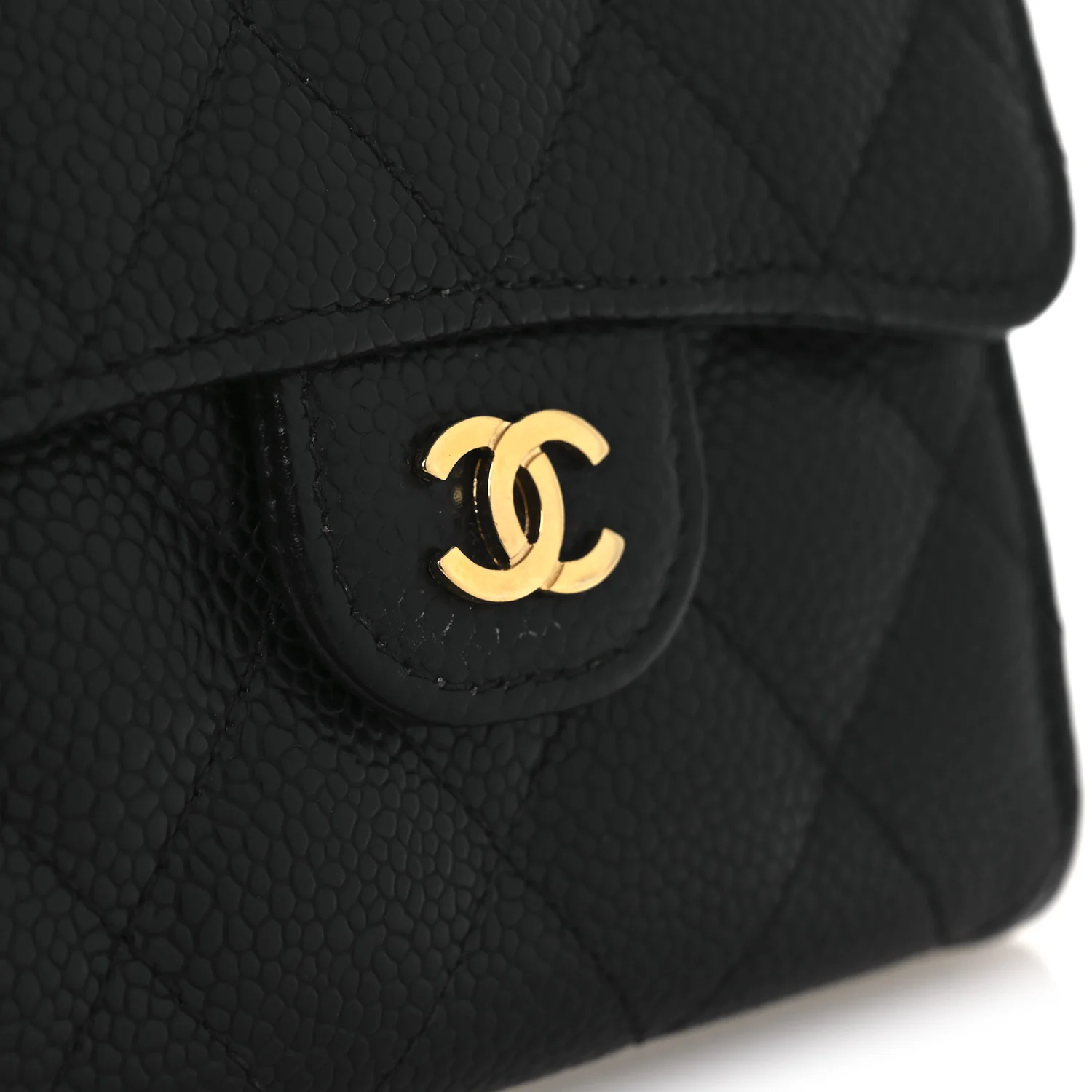Caviar Quilted Compact Flap Wallet Black - Image 9