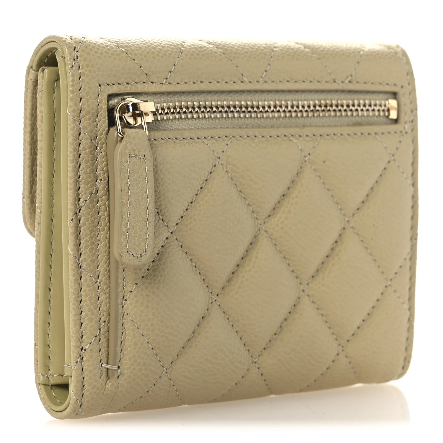 Caviar Quilted Compact Flap Wallet Light Green - Image 3