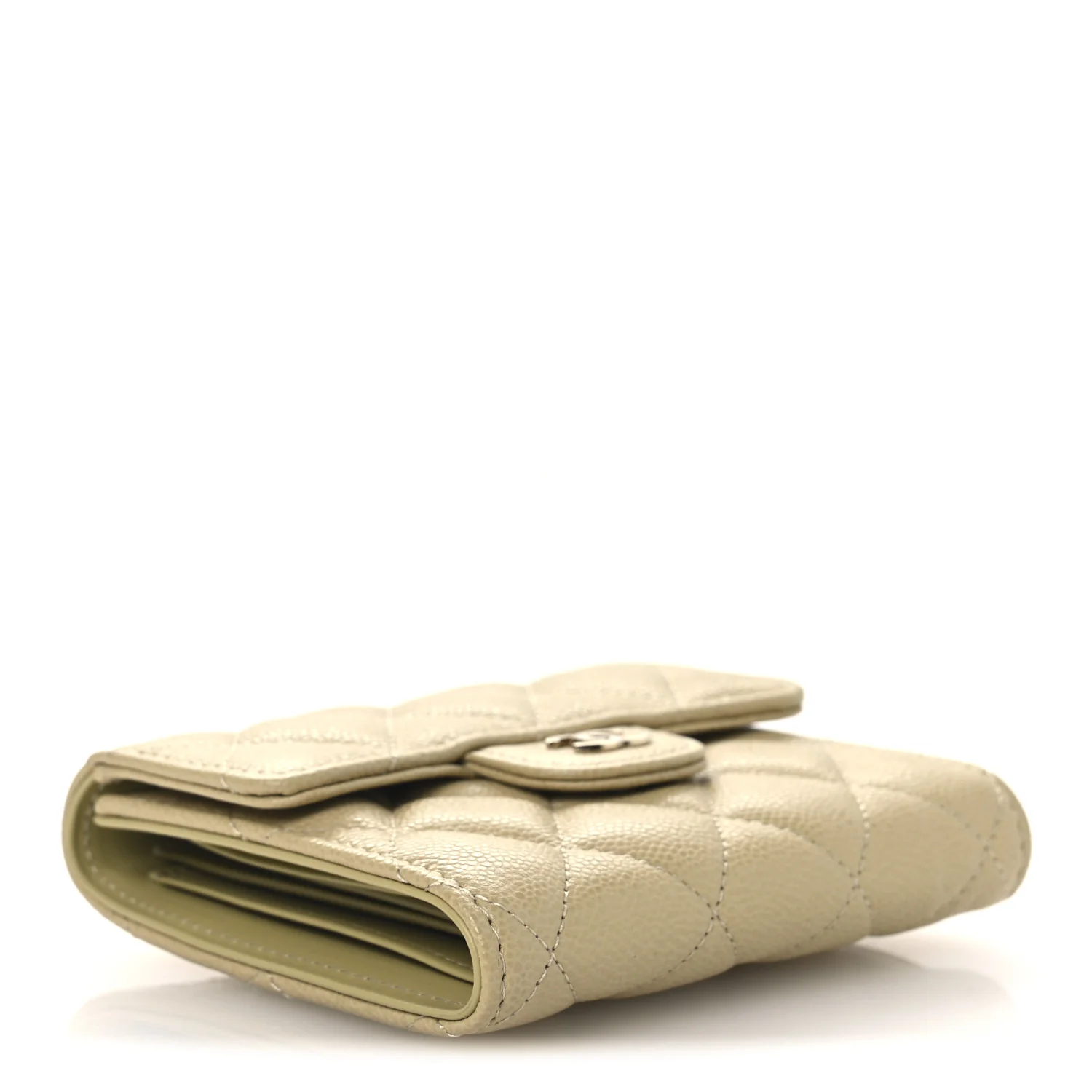 Caviar Quilted Compact Flap Wallet Light Green - Image 4