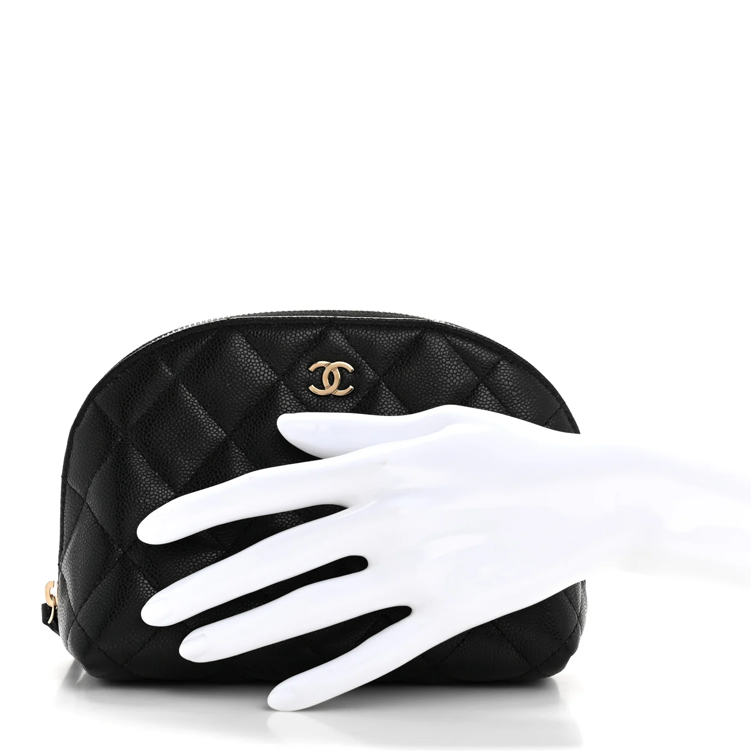 Caviar Quilted Cosmetic Case Black - Image 2