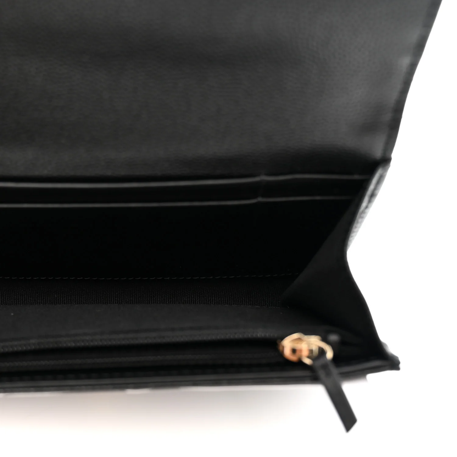 Caviar Quilted Crystal CC Large Gusset Flap Wallet Black - Image 5