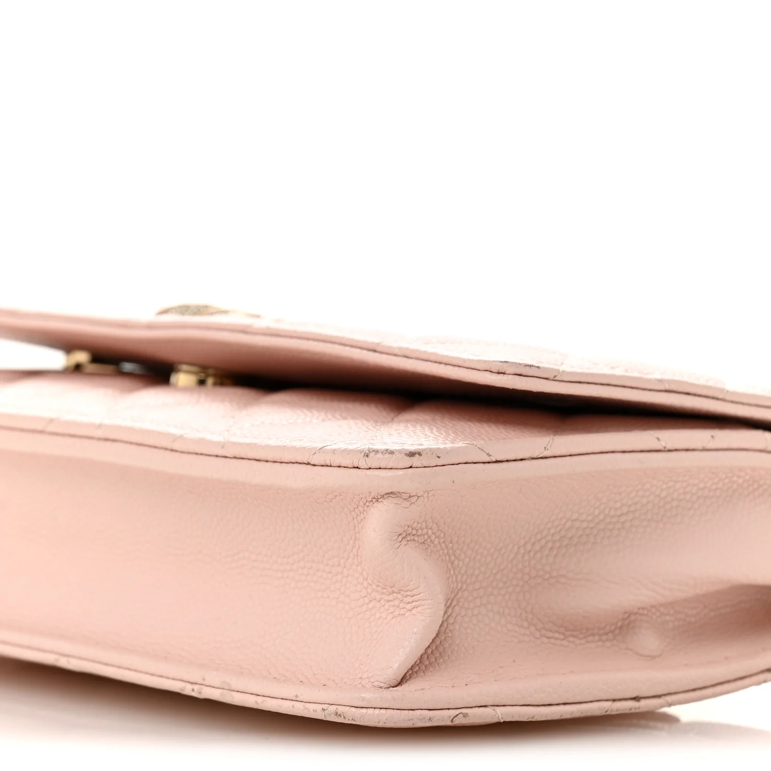 Caviar Quilted Crystal Enamel CC Wallet On Chain WOC Light Pink - Image 11