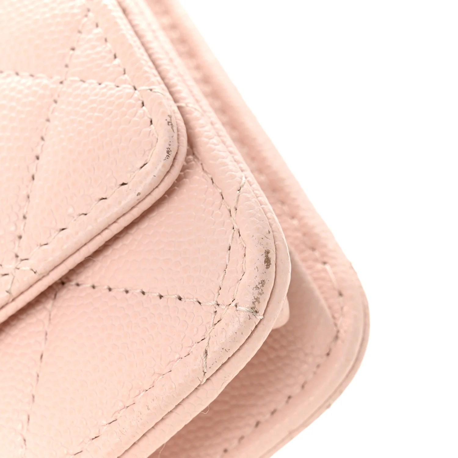 Caviar Quilted Crystal Enamel CC Wallet On Chain WOC Light Pink - Image 13