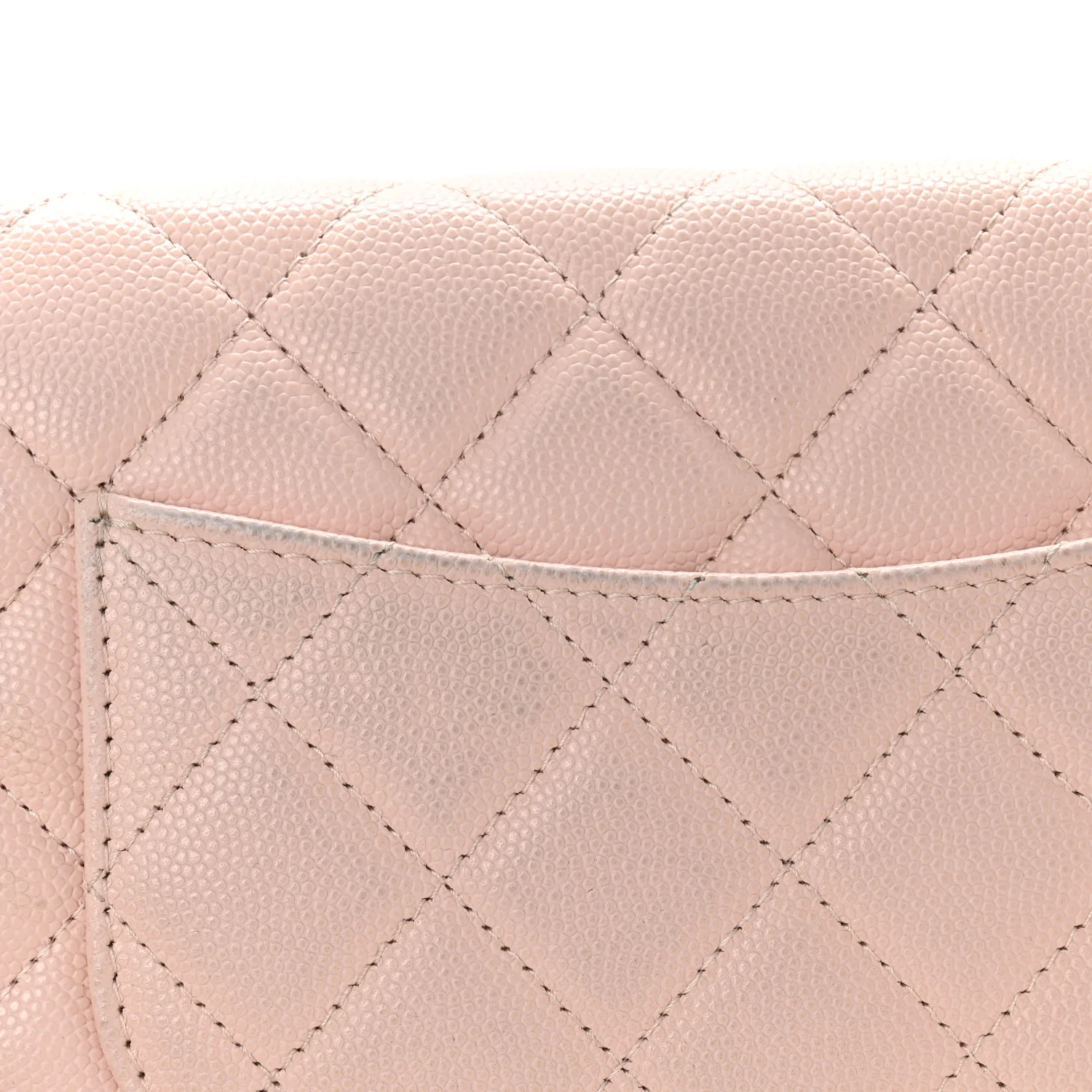 Caviar Quilted Crystal Enamel CC Wallet On Chain WOC Light Pink - Image 15