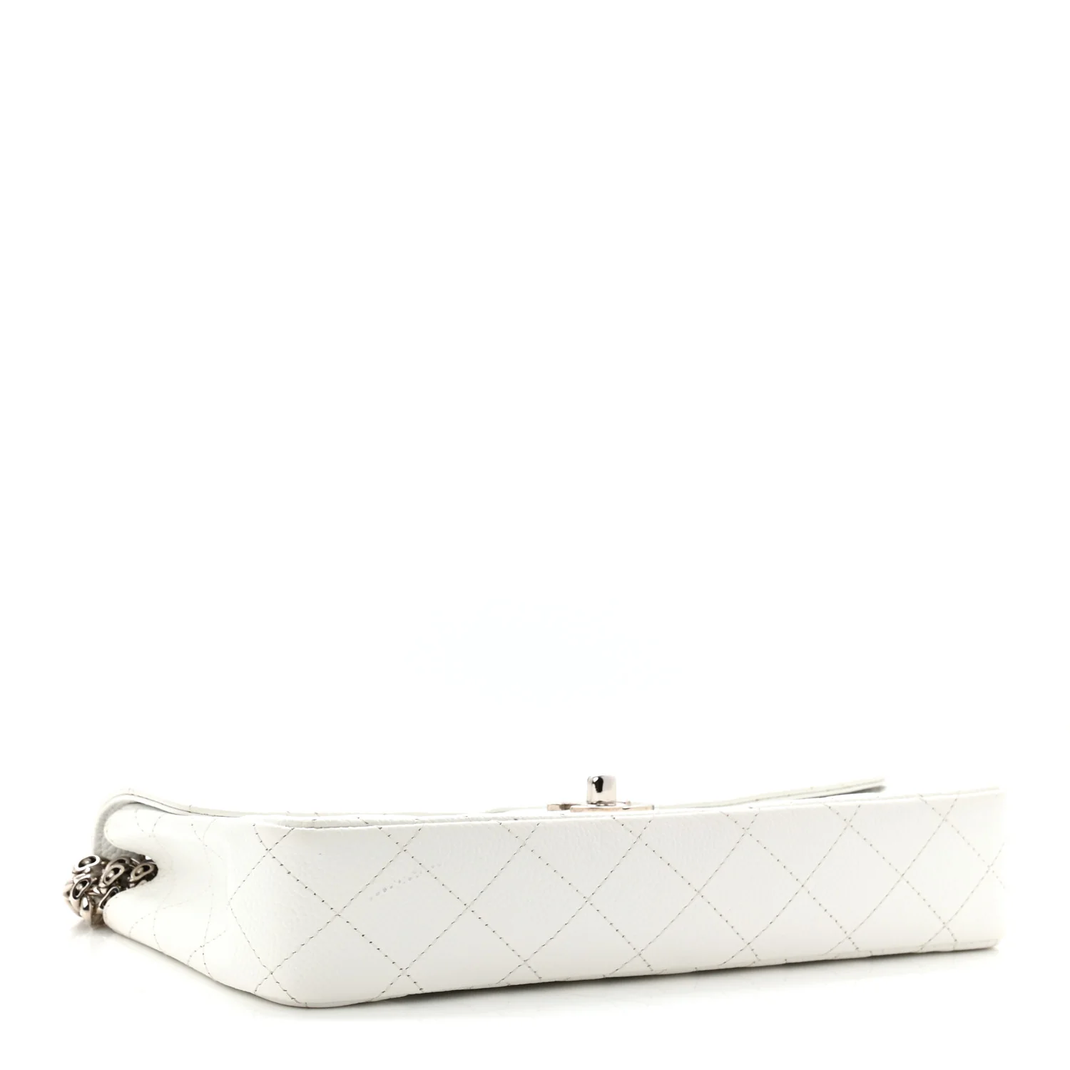 Caviar Quilted East West Flap Bijoux Chain White - Image 3