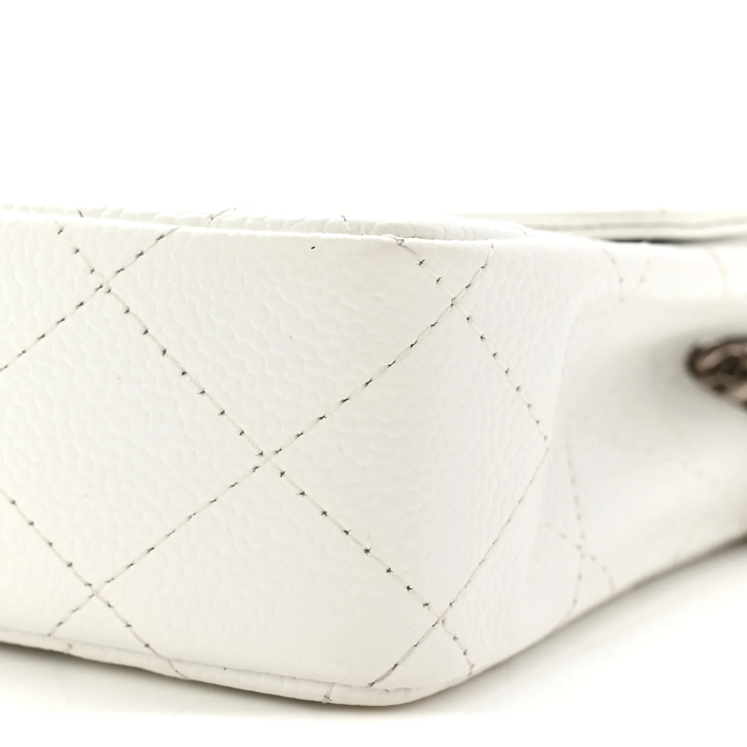 Caviar Quilted East West Flap Bijoux Chain White - Image 9