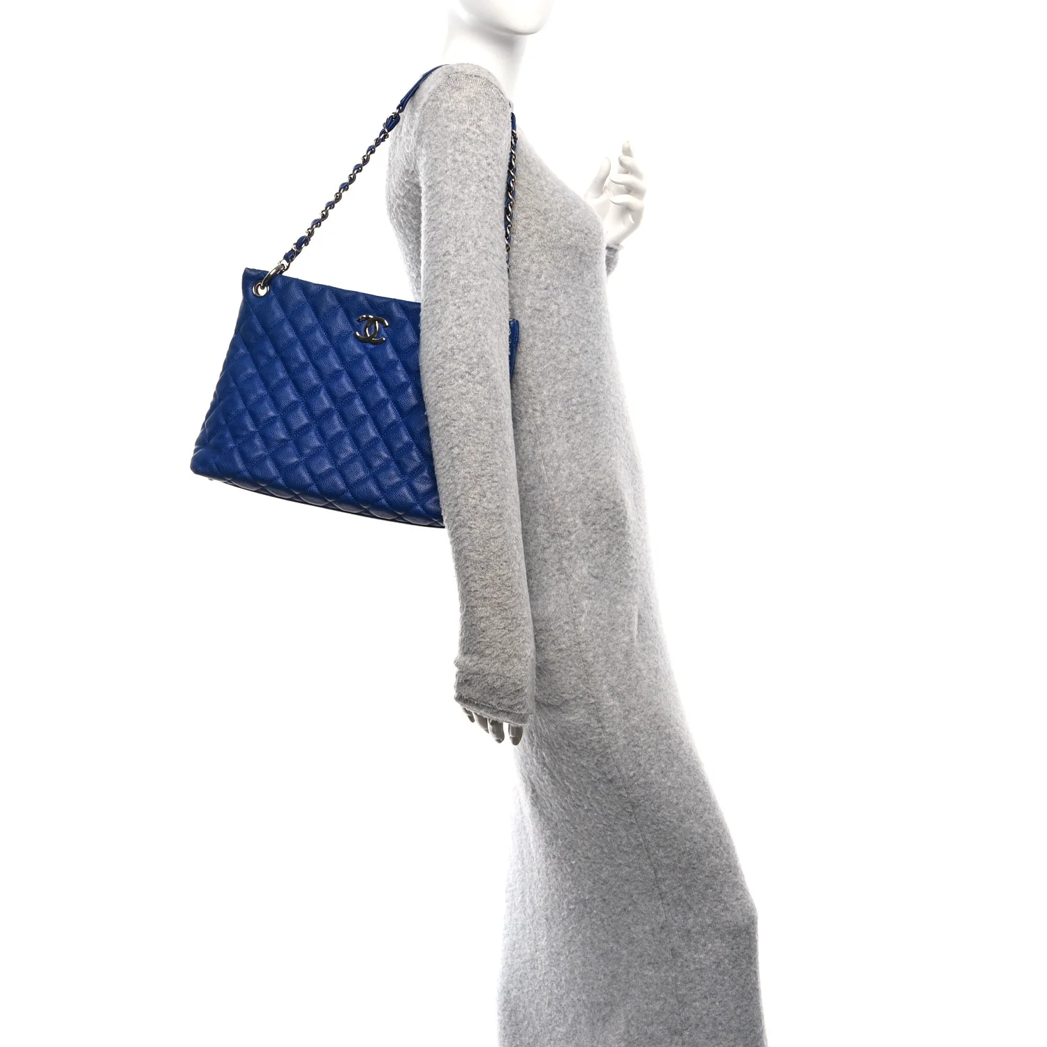 Caviar Quilted Easy Zip Tote Cobalt Blue - Image 2