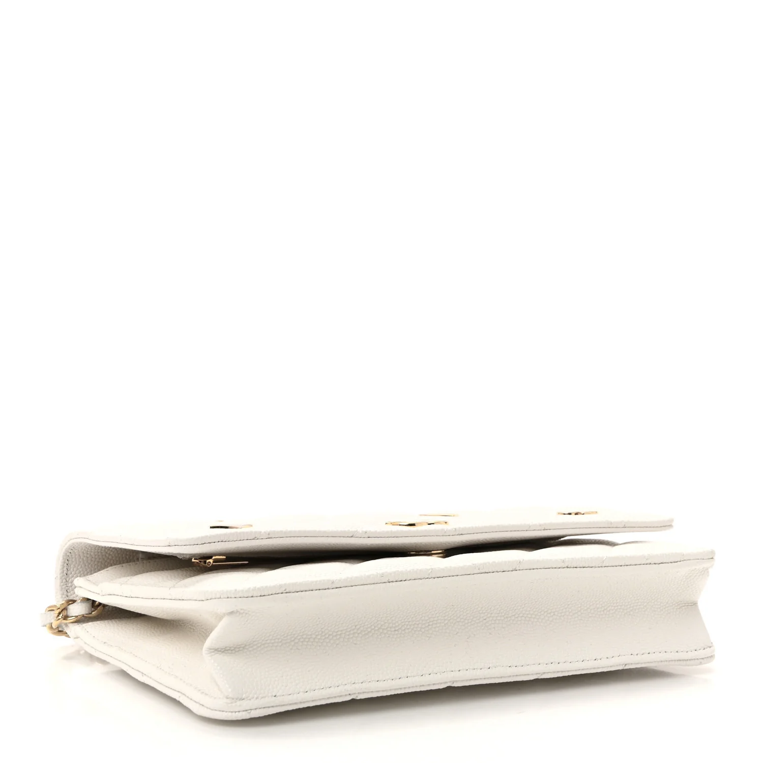 Caviar Quilted Enamel Coco Casino Wallet On Chain WOC White - Image 4