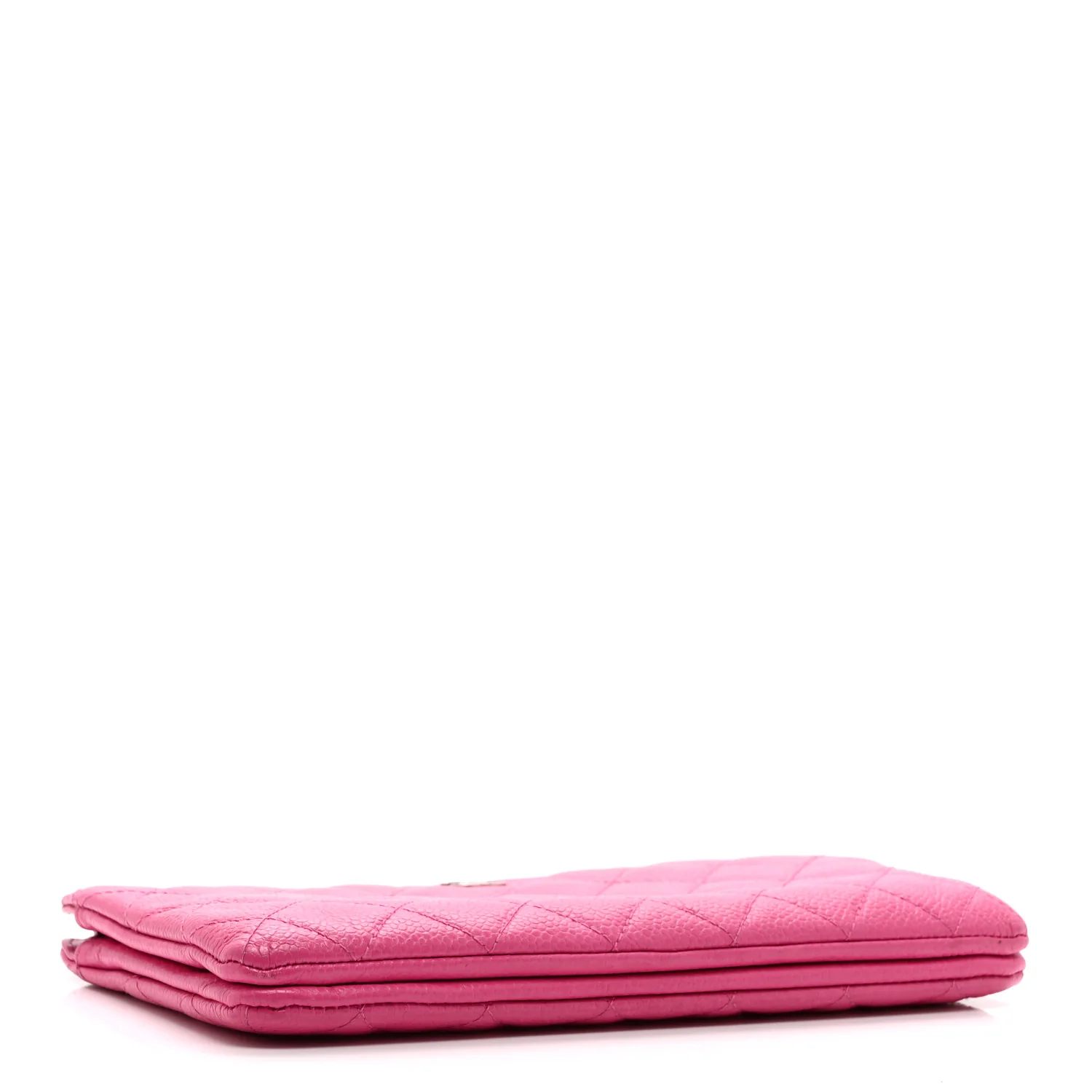 Caviar Quilted Enamel Zipped Clutch  Pink - Image 4