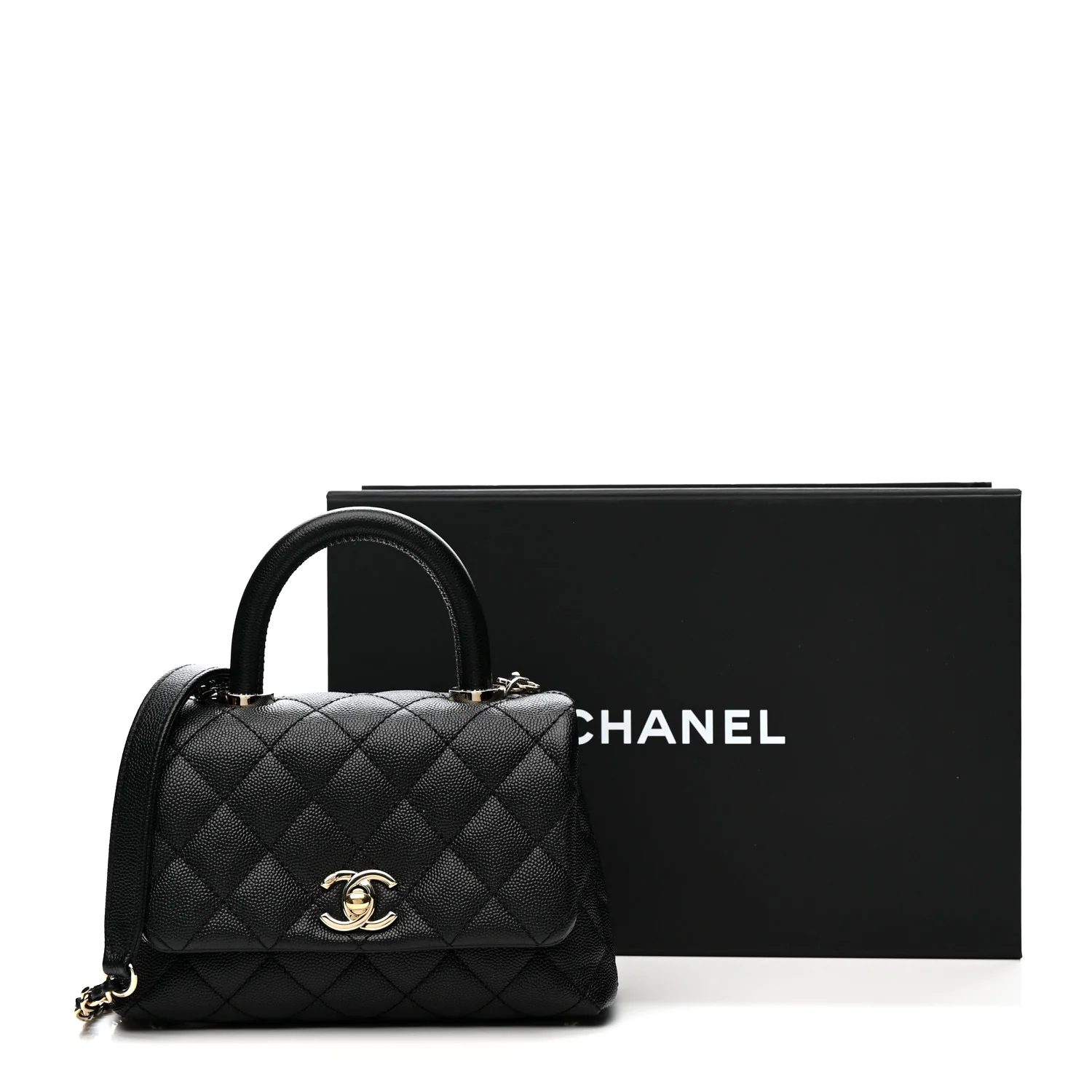 Caviar Quilted Extra Mini Coco Handle Flap Black - Image 11