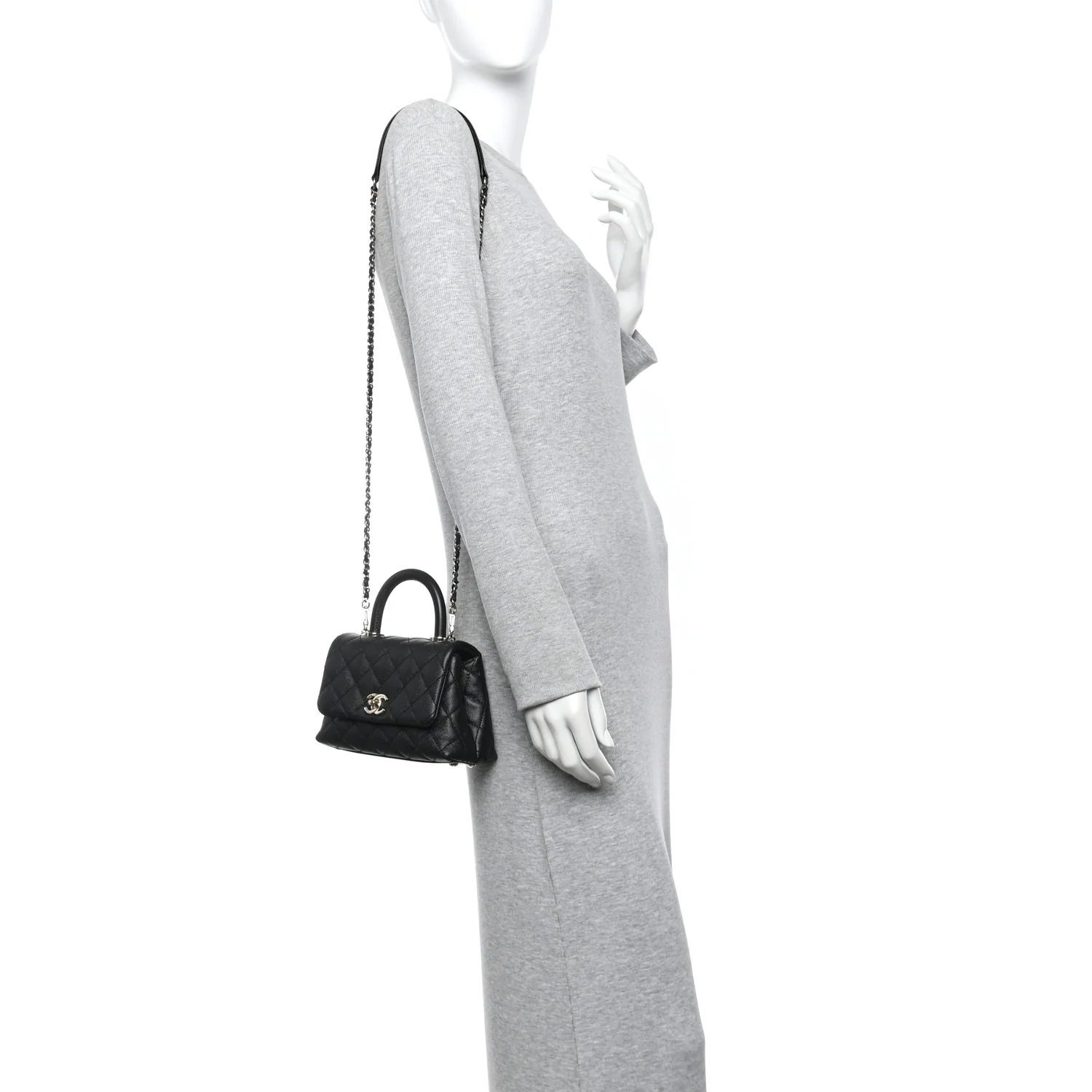 Caviar Quilted Extra Mini Coco Handle Flap Black - Image 2