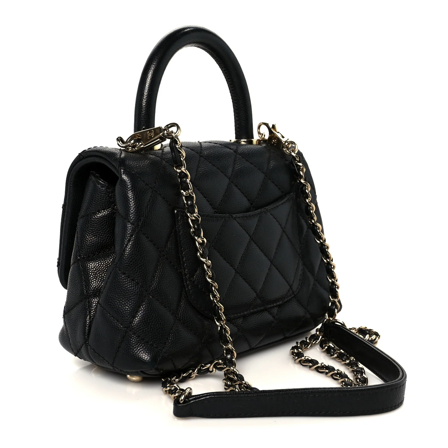 Caviar Quilted Extra Mini Coco Handle Flap Black - Image 3