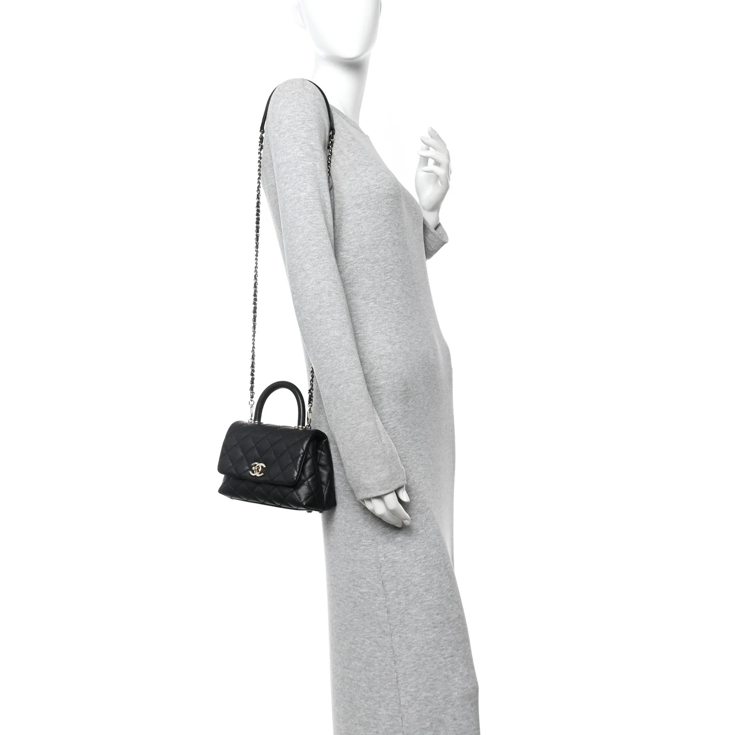 Caviar Quilted Extra Mini Coco Handle Flap Black - Image 2
