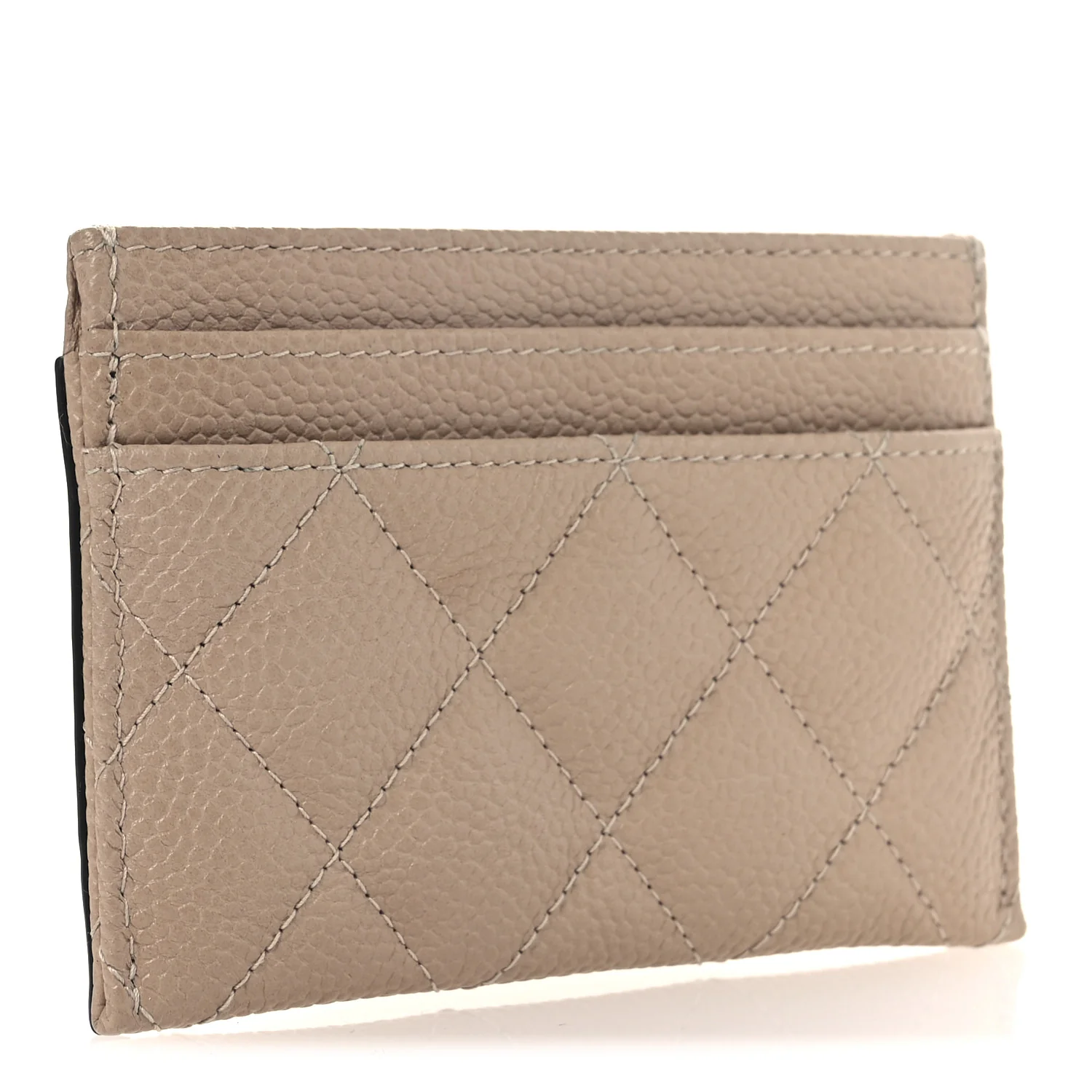 Caviar Quilted Filigree Card Holder Beige Black - Image 3