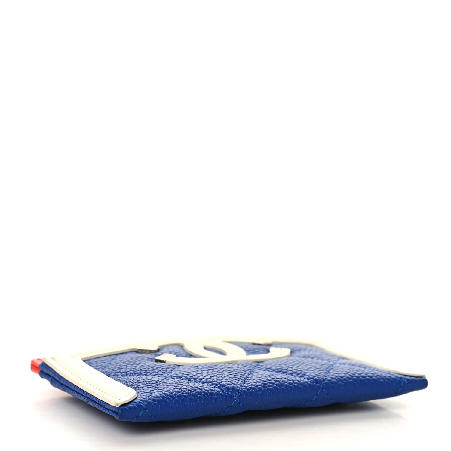 Caviar Quilted Filigree Card Holder Blue White Red - Image 4