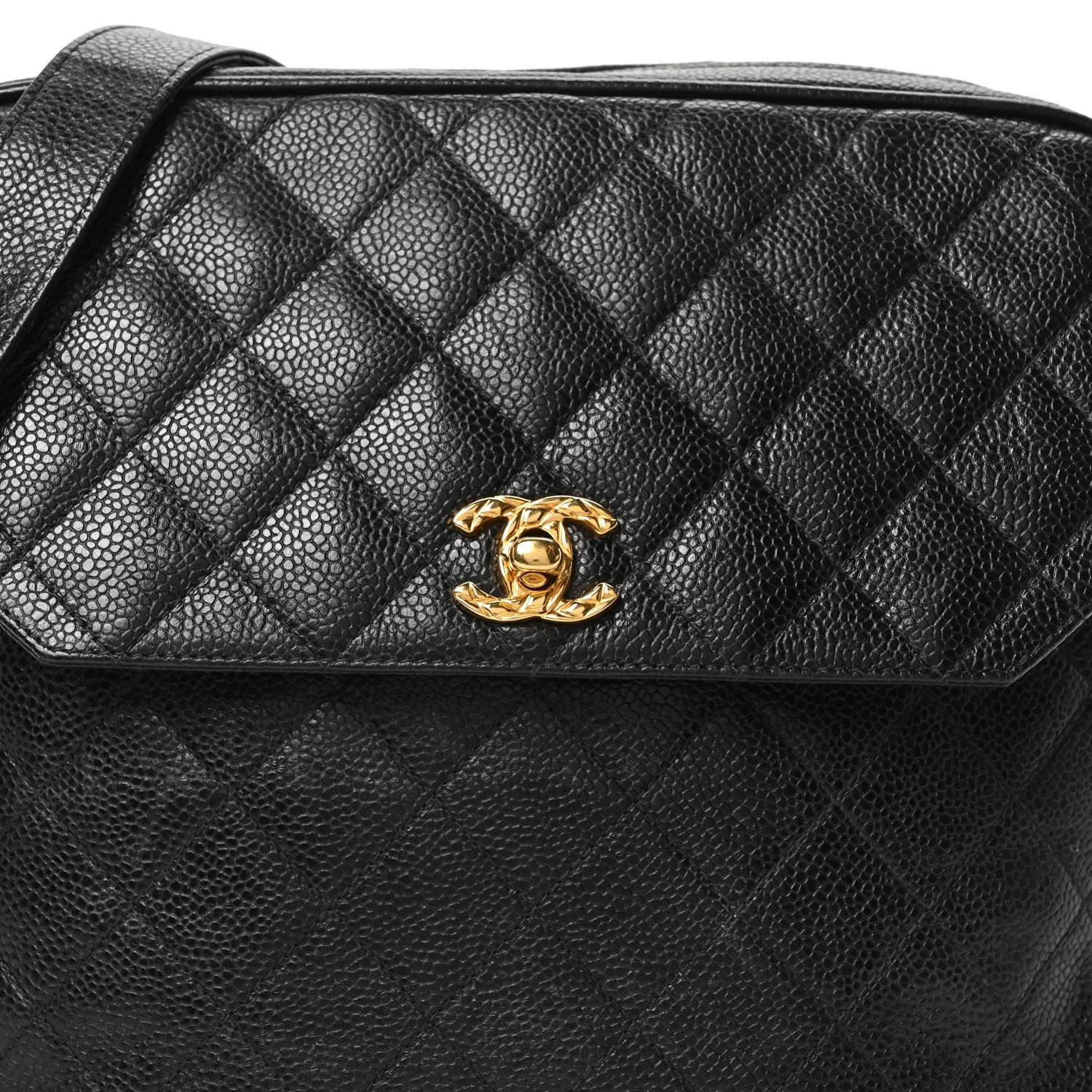 Caviar Quilted Flap Camera Case Black - Image 9