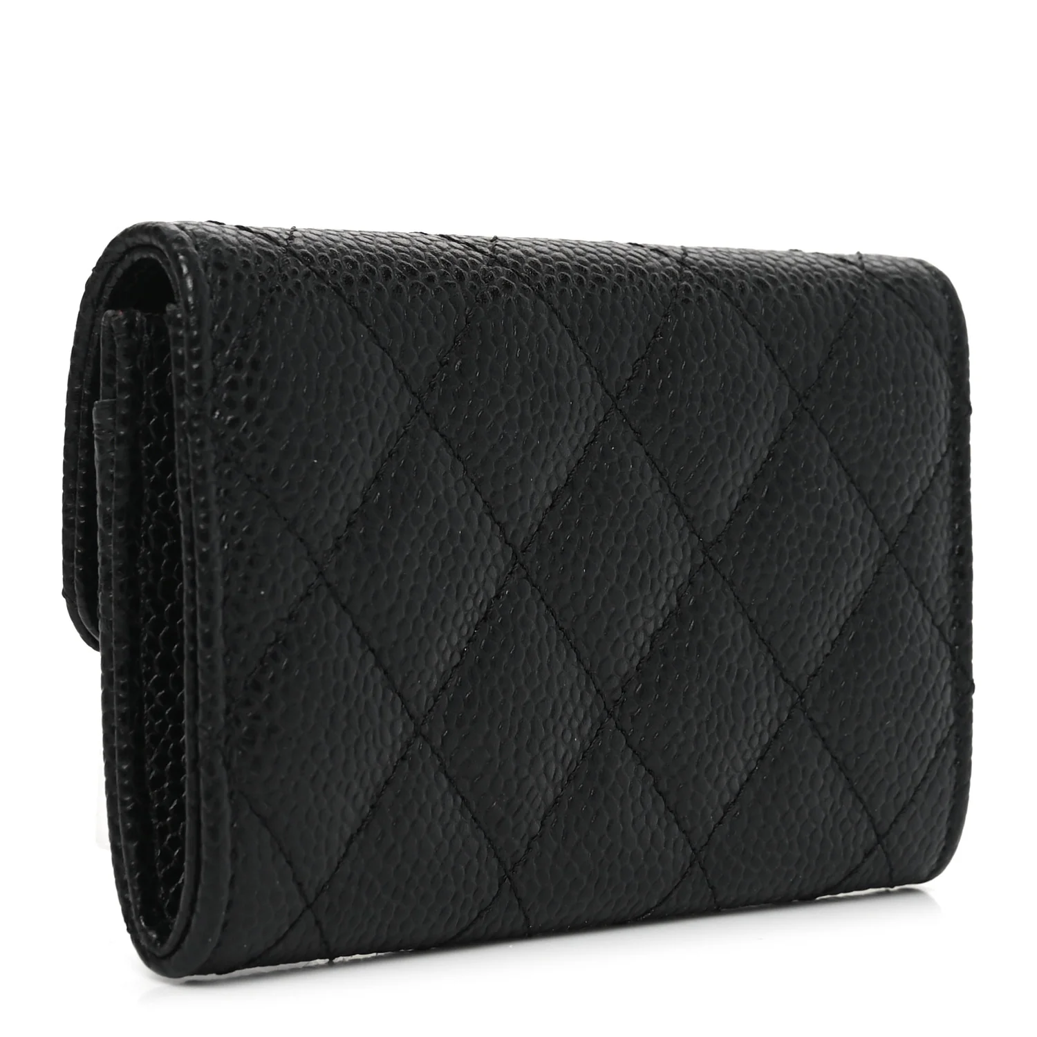 Caviar Quilted Flap Card Holder Black - Image 3