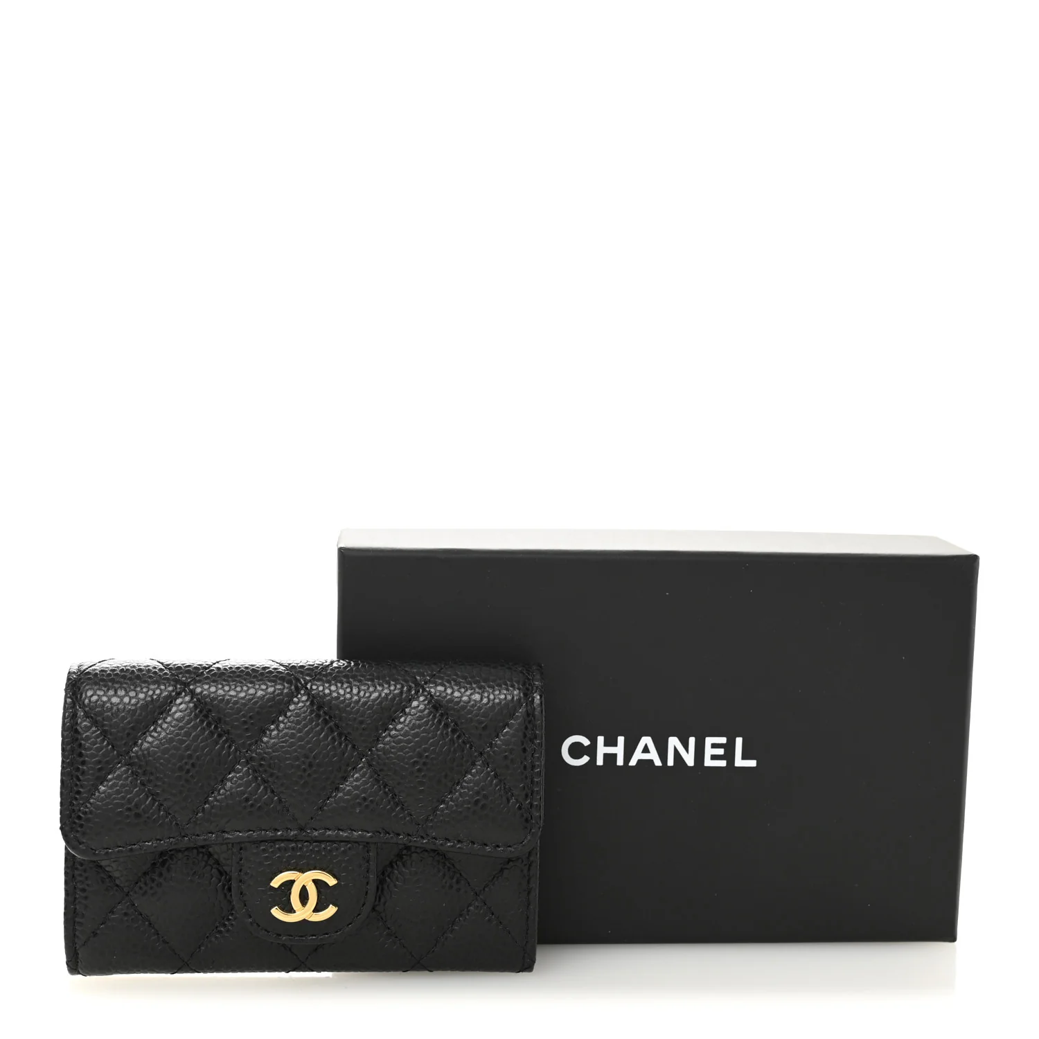 Caviar Quilted Flap Card Holder Black - Image 10