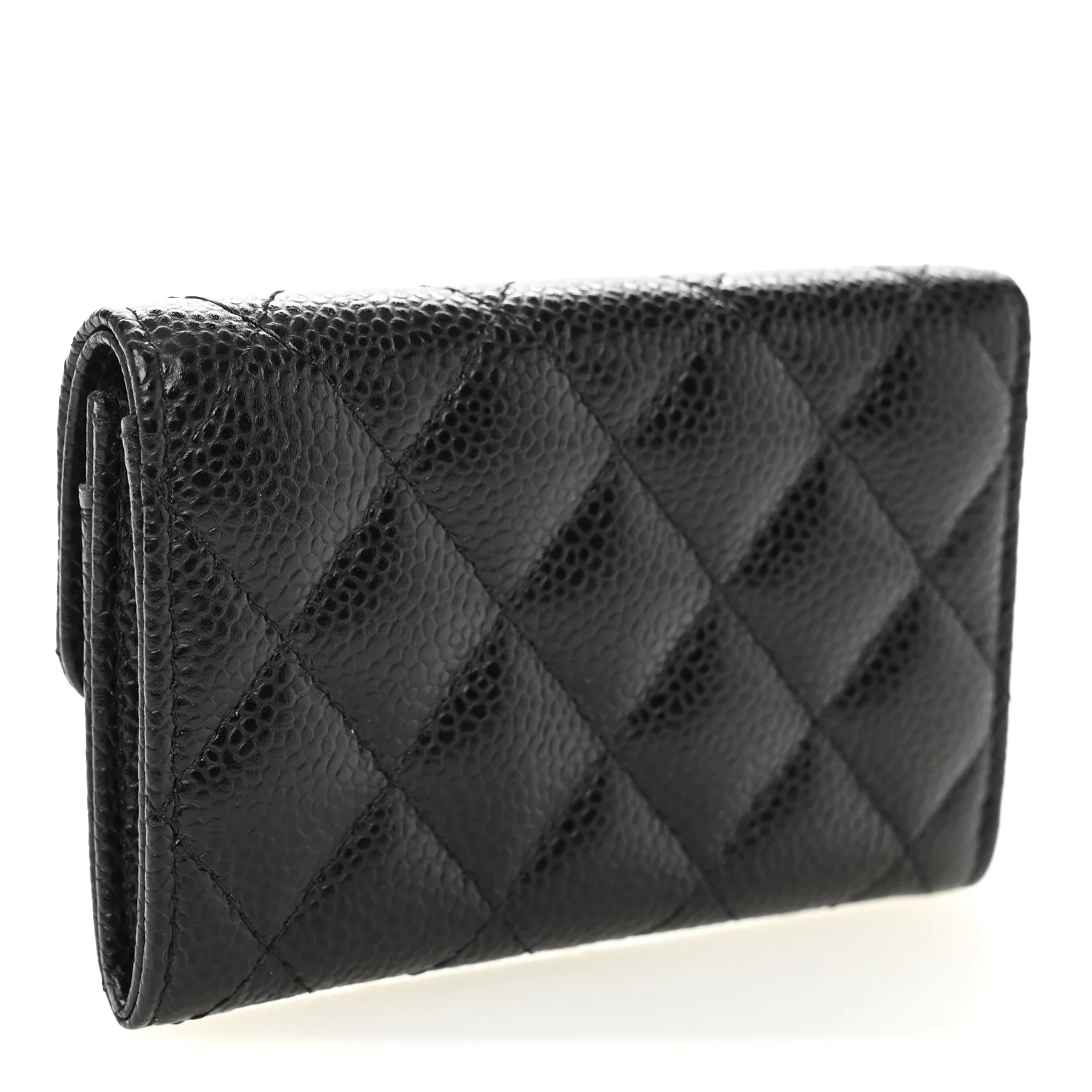 Caviar Quilted Flap Card Holder Black - Image 3