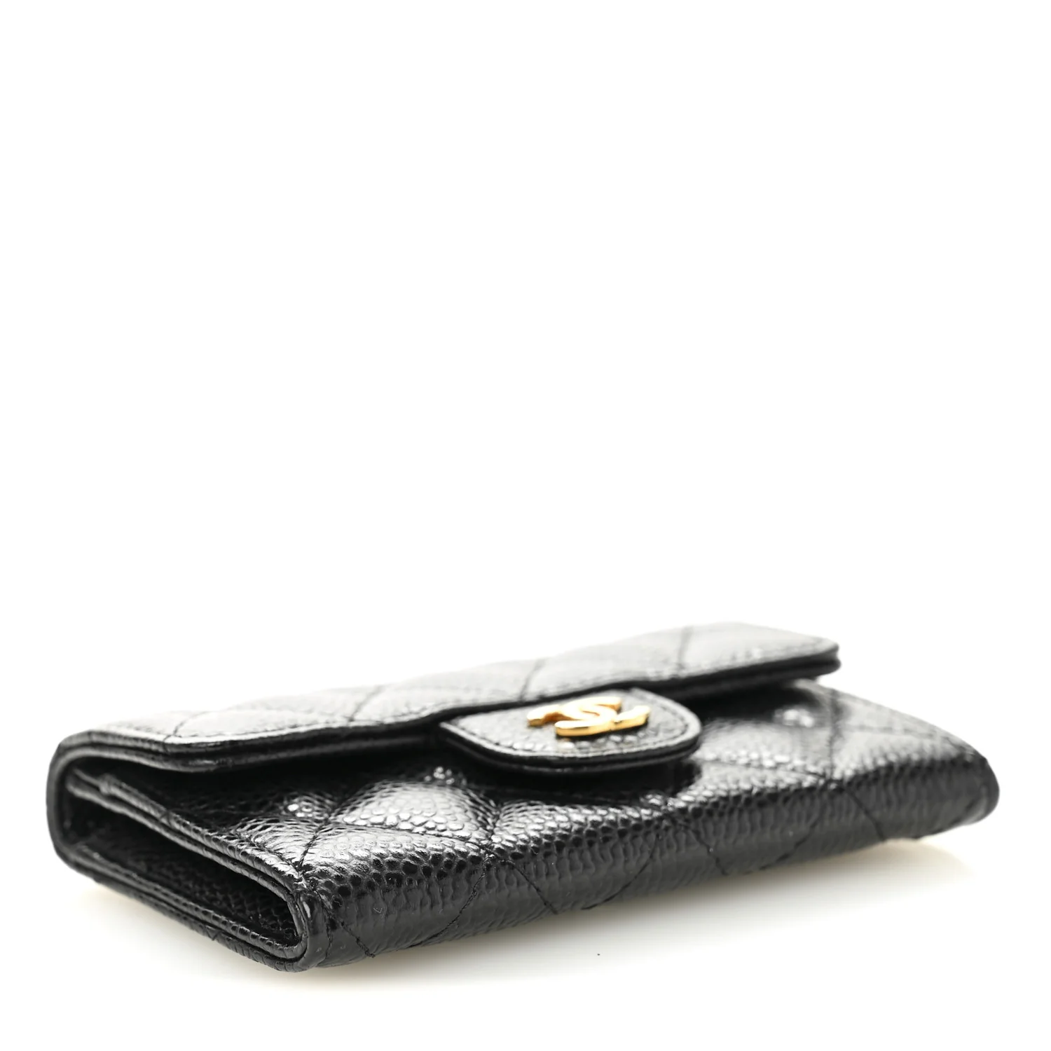 Caviar Quilted Flap Card Holder Black - Image 4