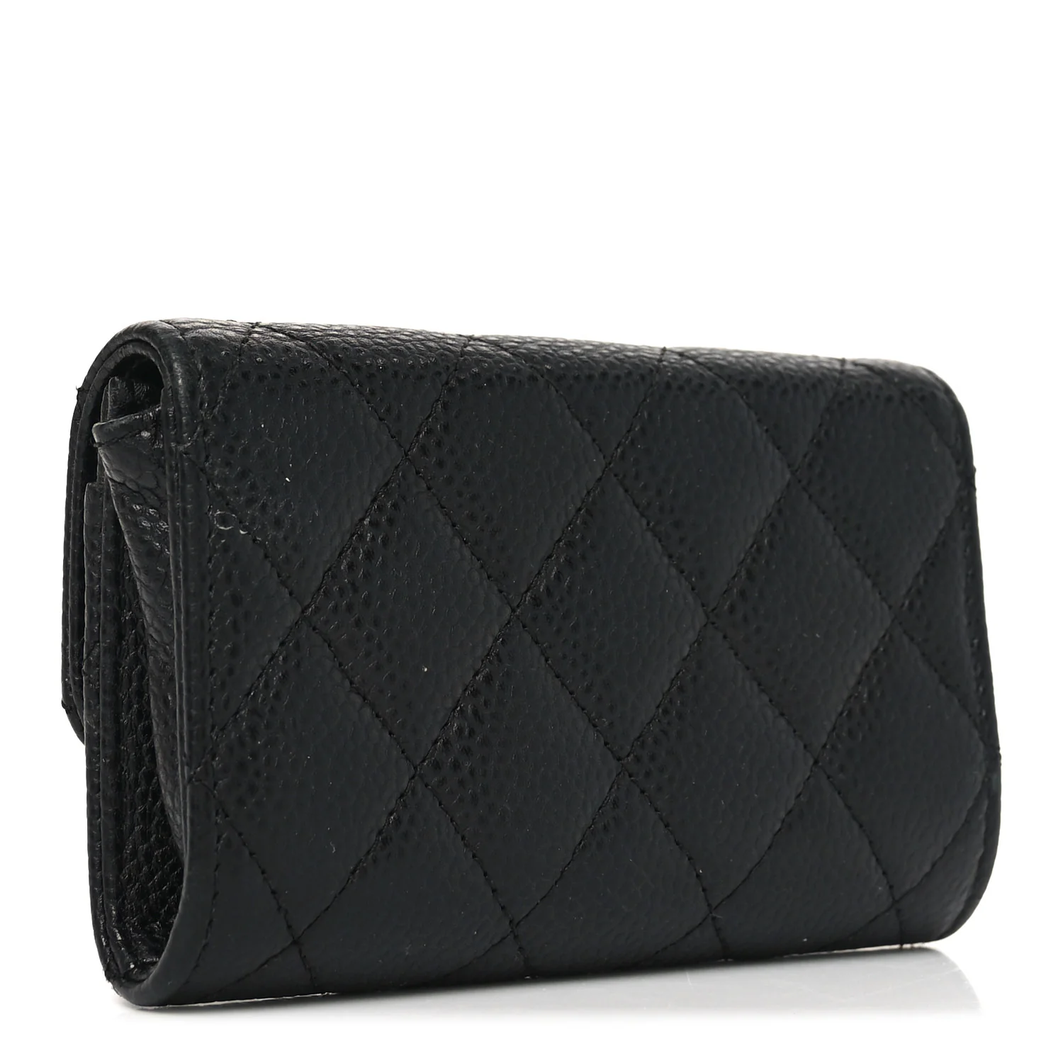 Caviar Quilted Flap Card Holder Black - Image 3