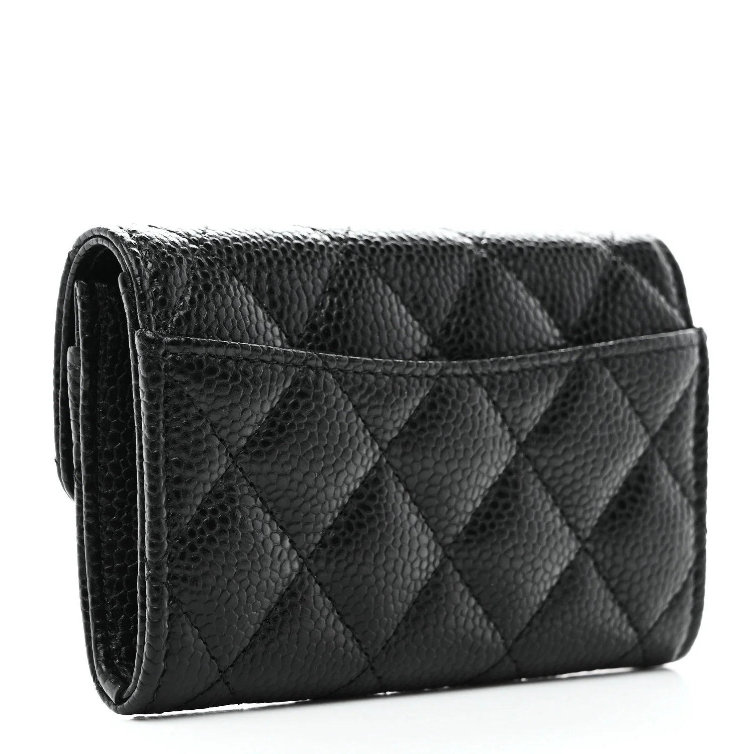Caviar Quilted Flap Card Holder Black - Image 3