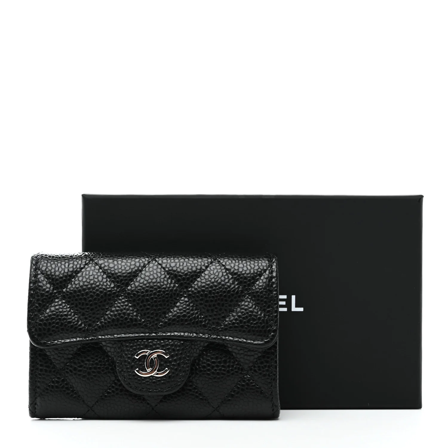 Caviar Quilted Flap Card Holder Black - Image 9