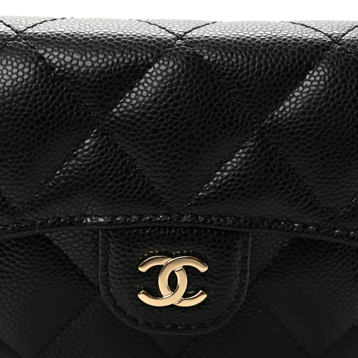 Caviar Quilted Flap Card Holder On Chain Black - Image 9