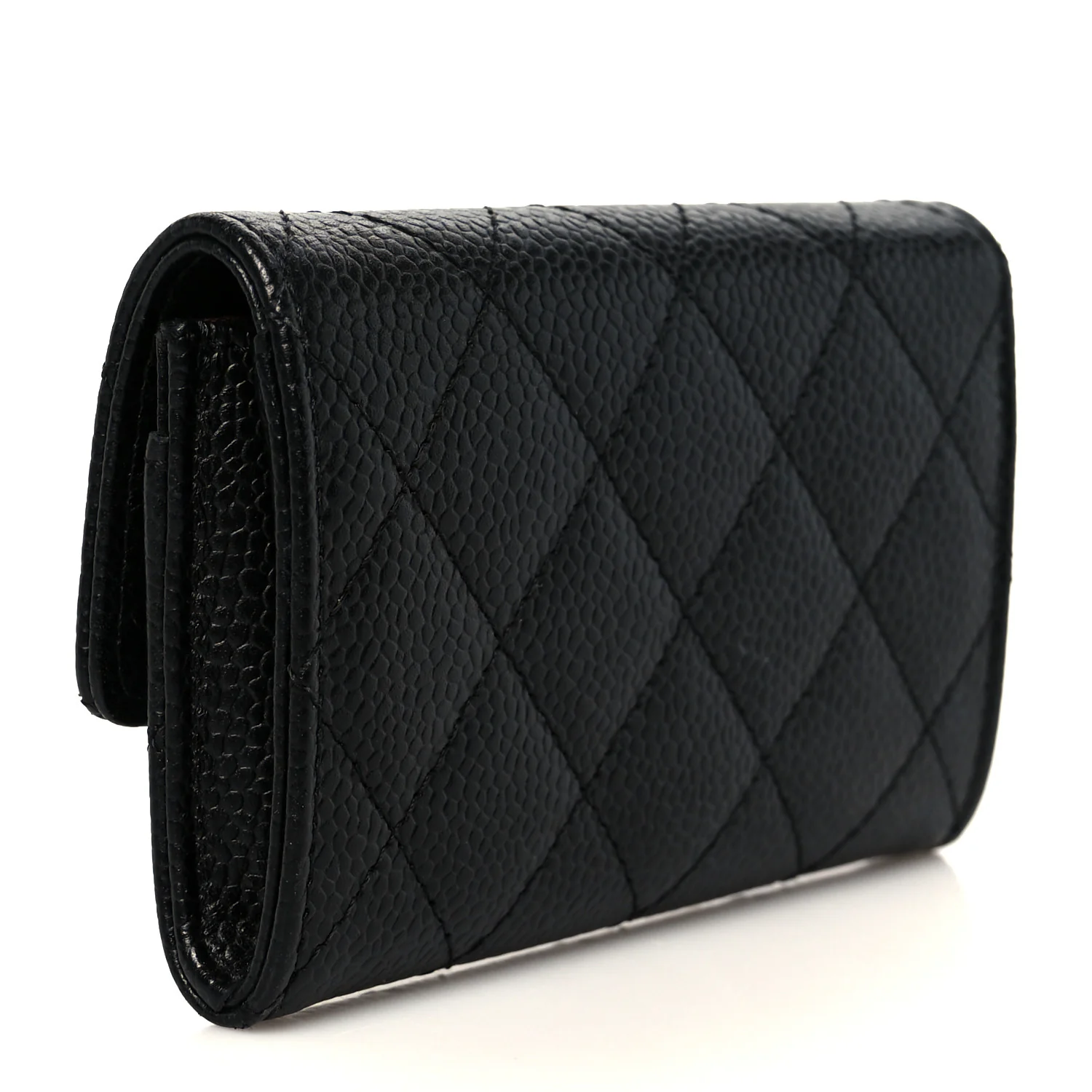Caviar Quilted Flap Card Holder Wallet Black - Image 3