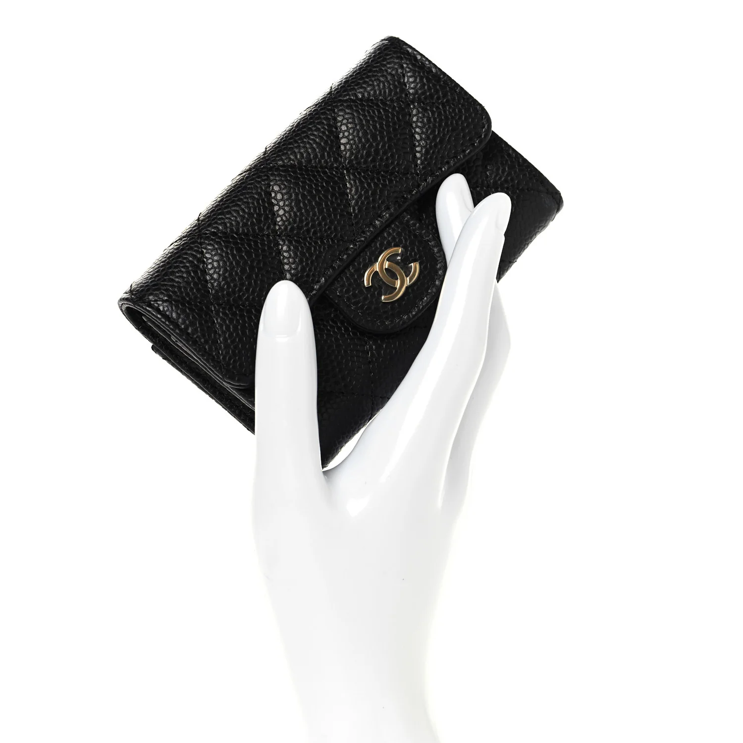 Caviar Quilted Flap Card Holder Wallet Black - Image 2