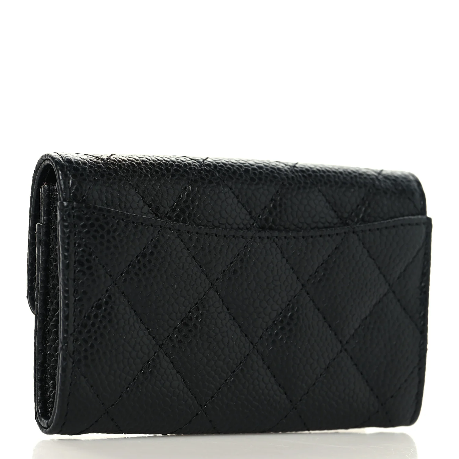 Caviar Quilted Flap Card Holder Wallet Black - Image 3