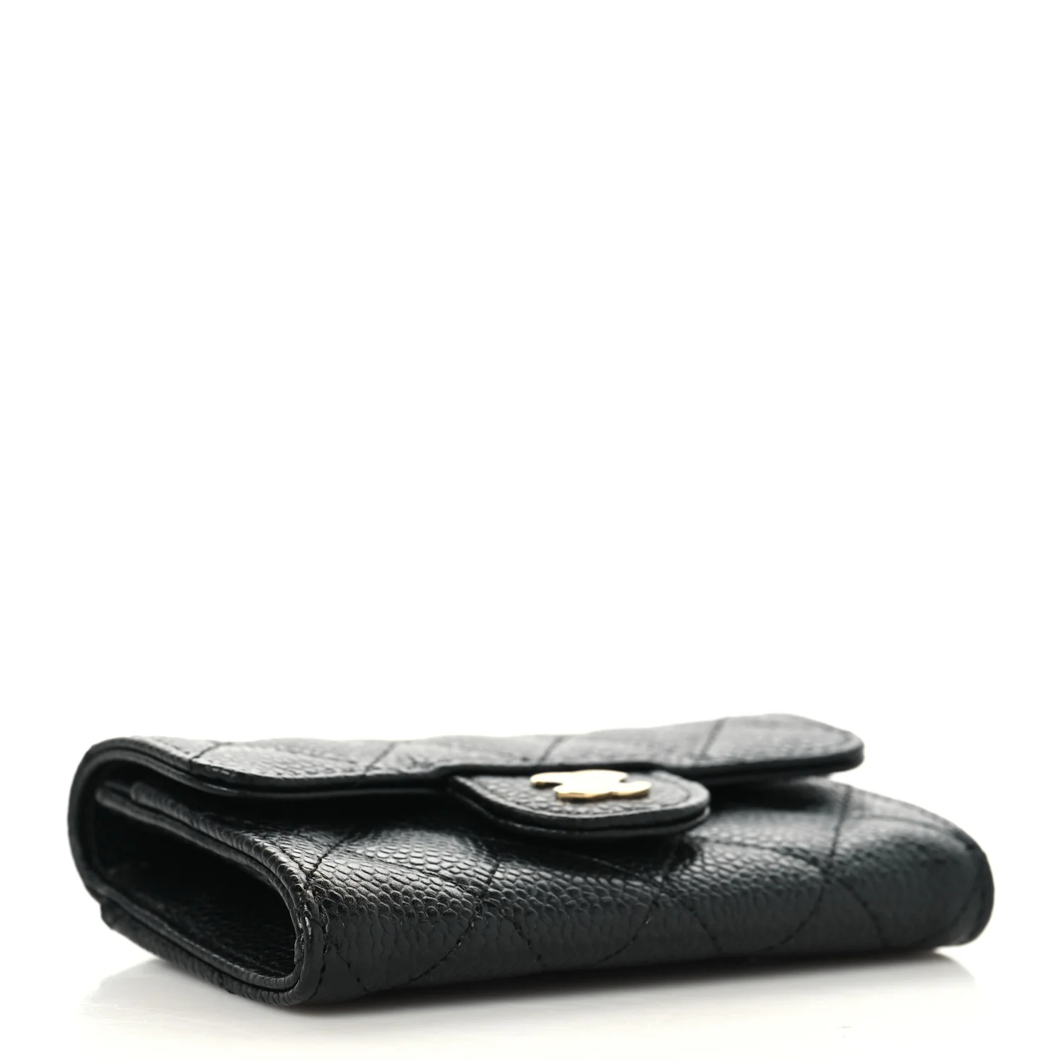 Caviar Quilted Flap Card Holder Wallet Black - Image 4