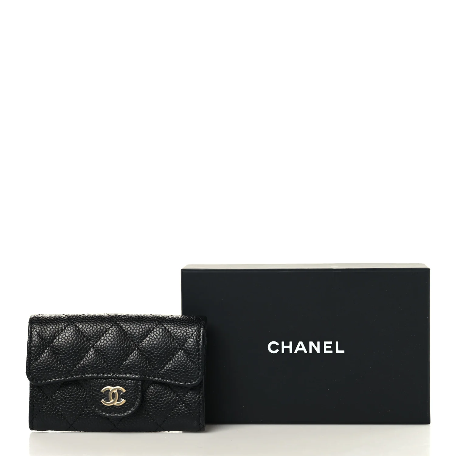 Caviar Quilted Flap Card Holder Wallet Black - Image 9